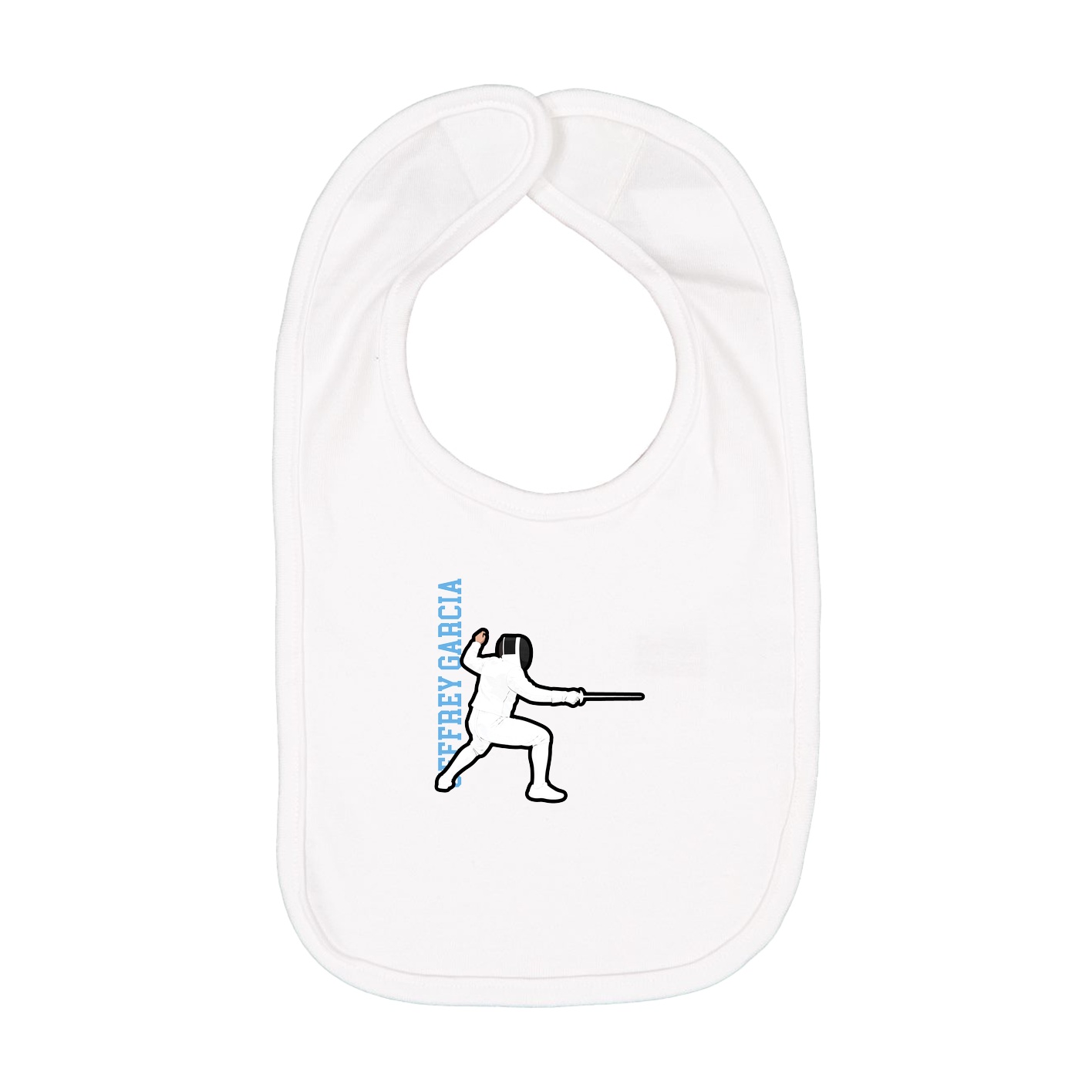 Infant Bib — Name Vertical in White