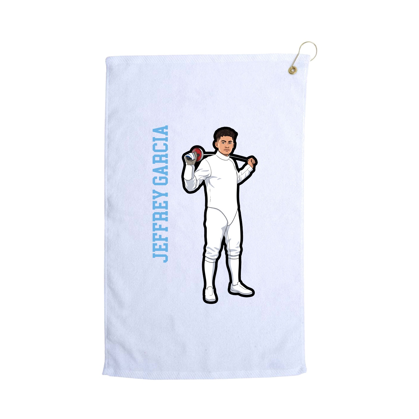 Golf Towel — Name Vertical in White