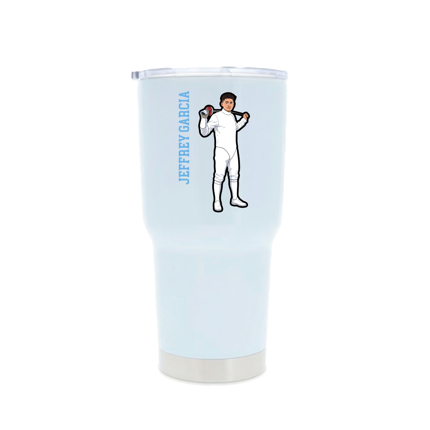 30oz Stainless Steel Tumbler — Name Vertical in White