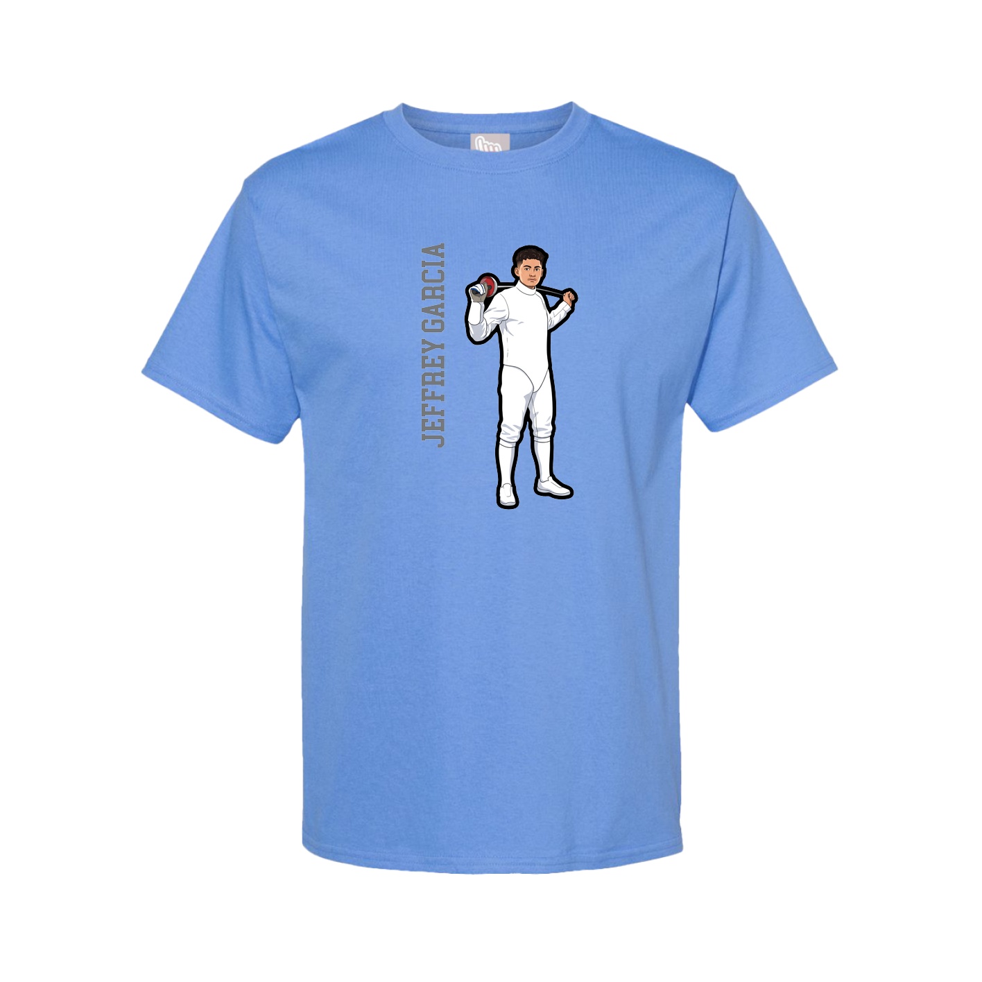 Tee — Name Vertical in Powder Blue