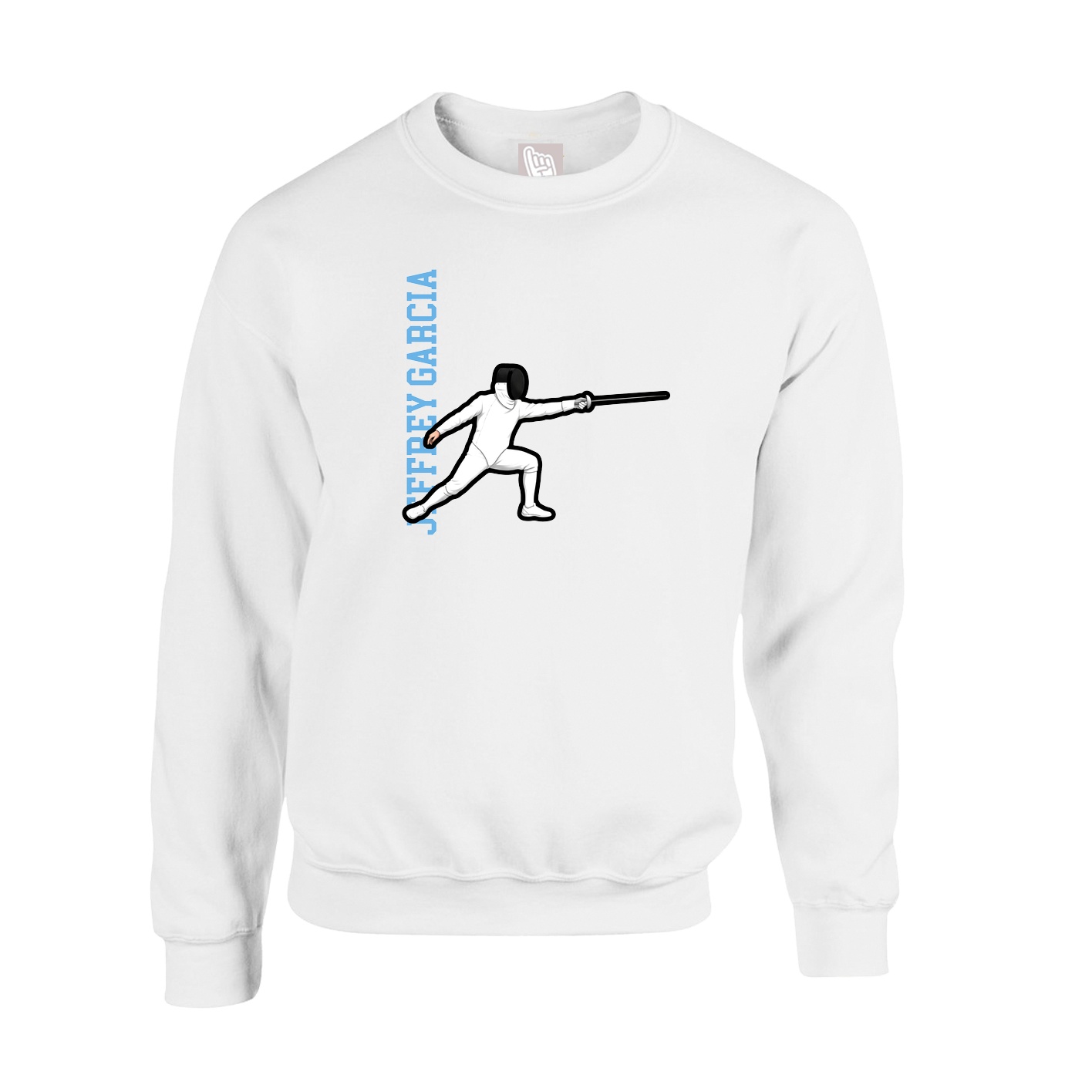Fleece Crew — Name Vertical in White