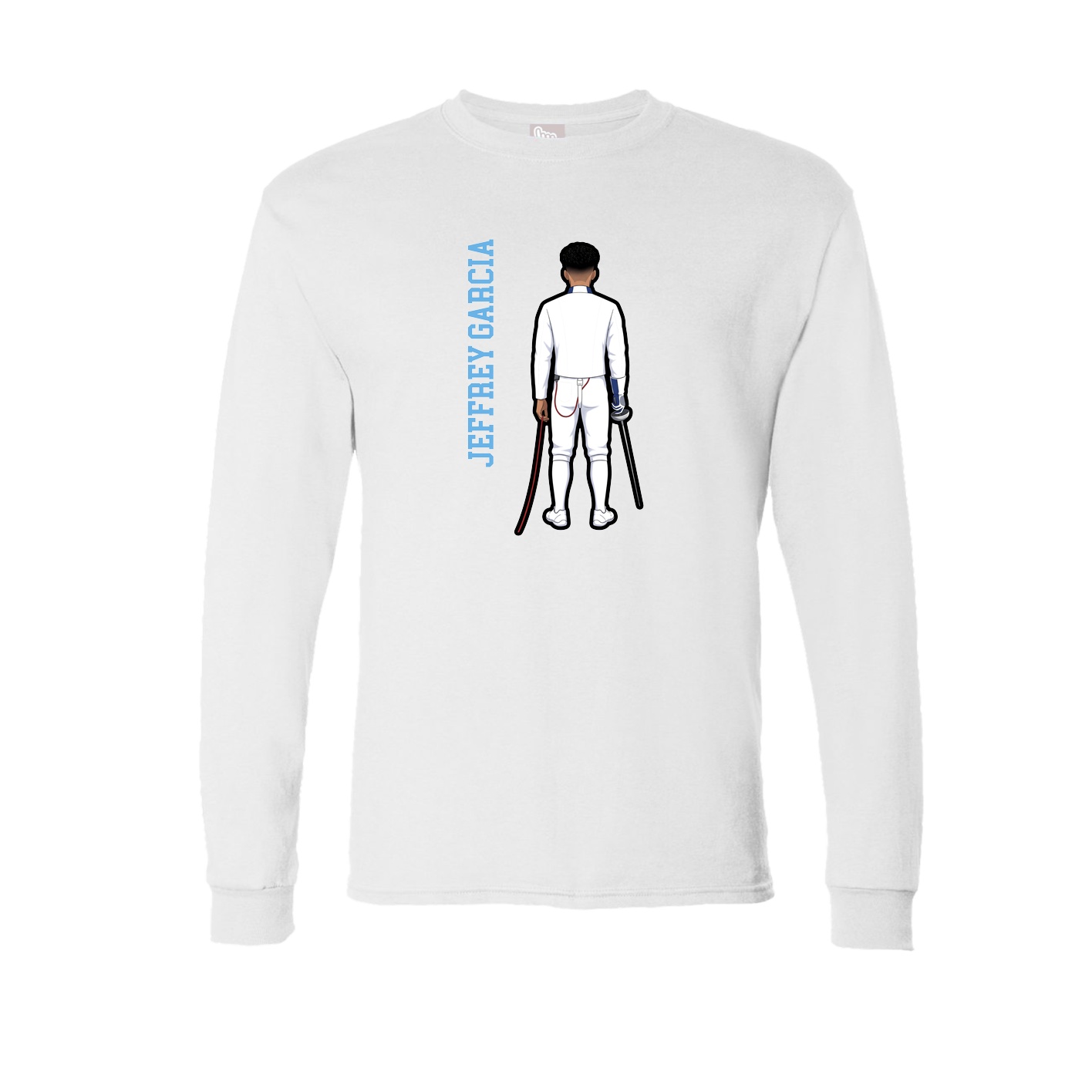 Long Sleeve Tee — Name Vertical in White