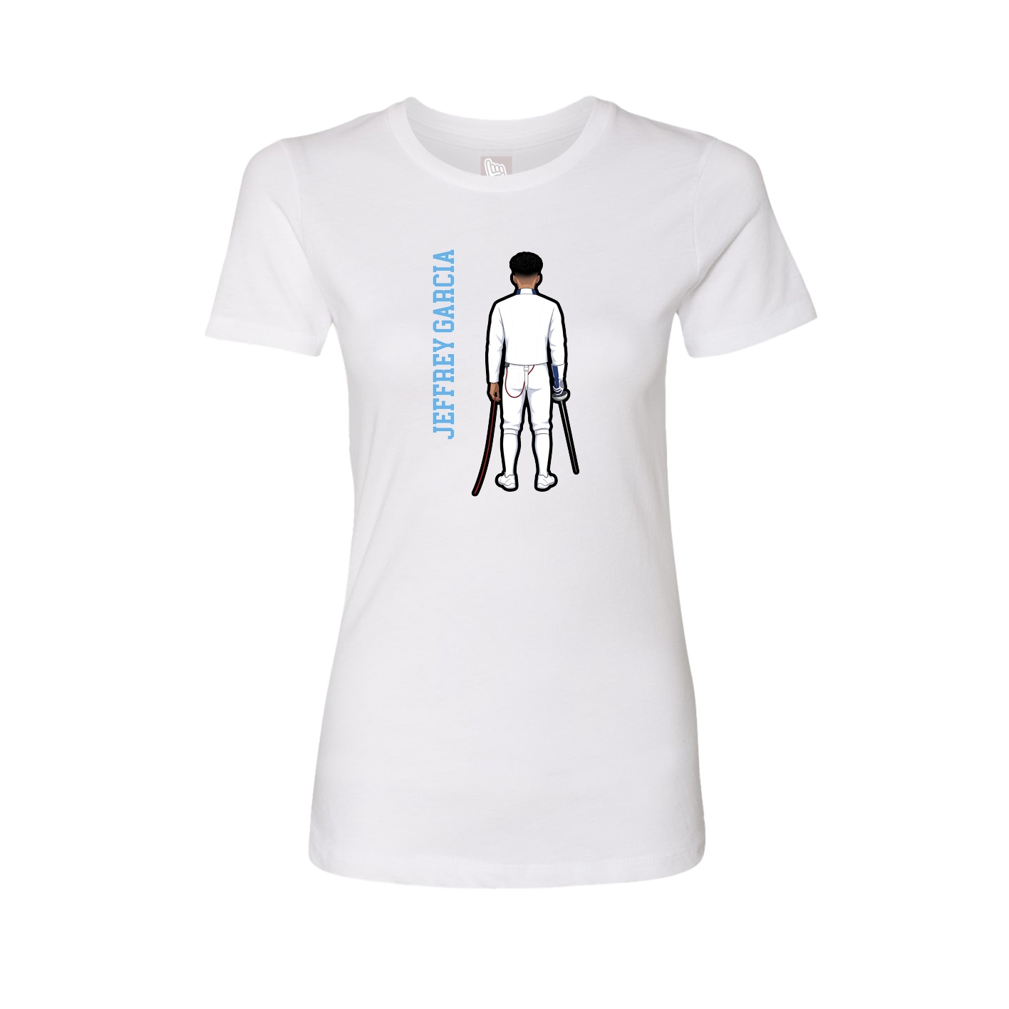 Fitted Women's Tee — Name Vertical in White
