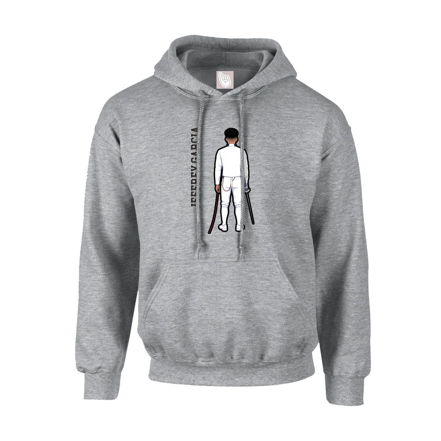 Hoodie — Name Vertical in Grey