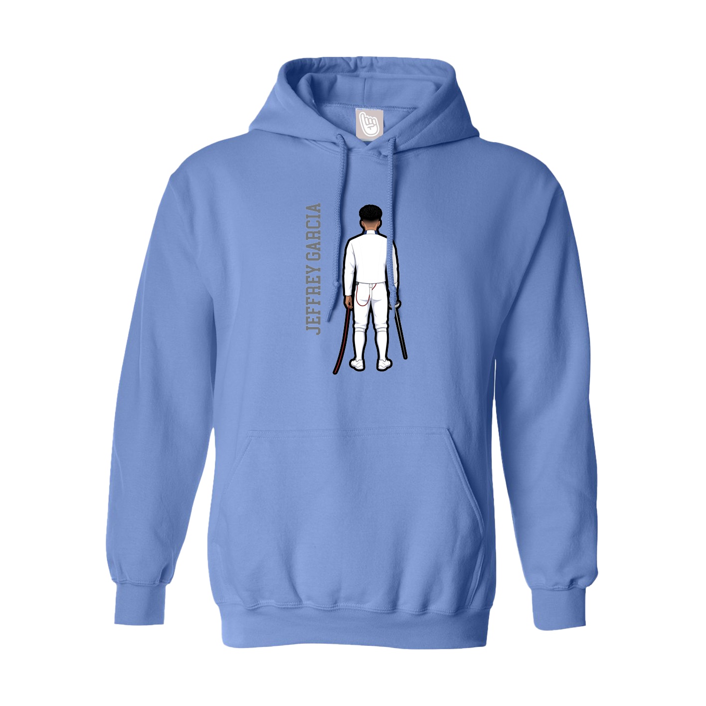Hoodie — Name Vertical in Powder Blue