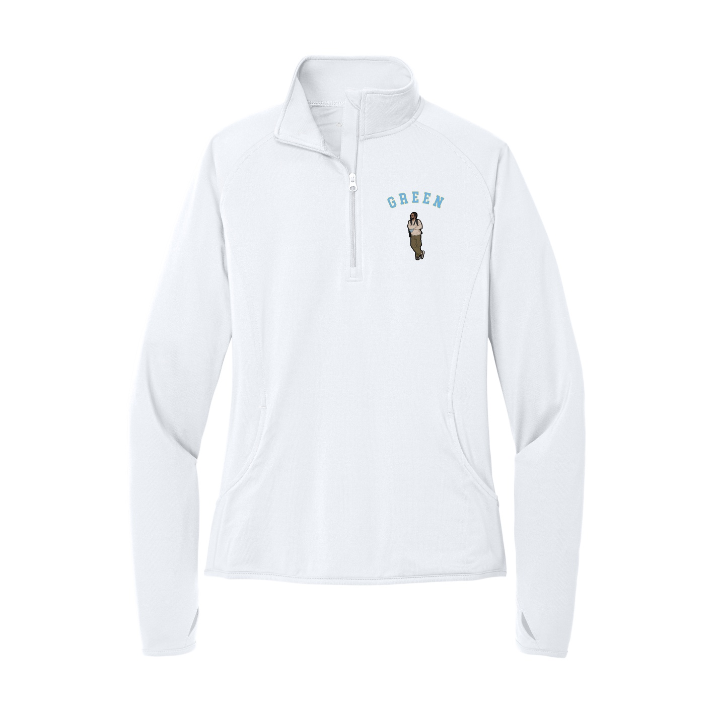 Women's Q-Zip Pullover — Shirsey Arch in White