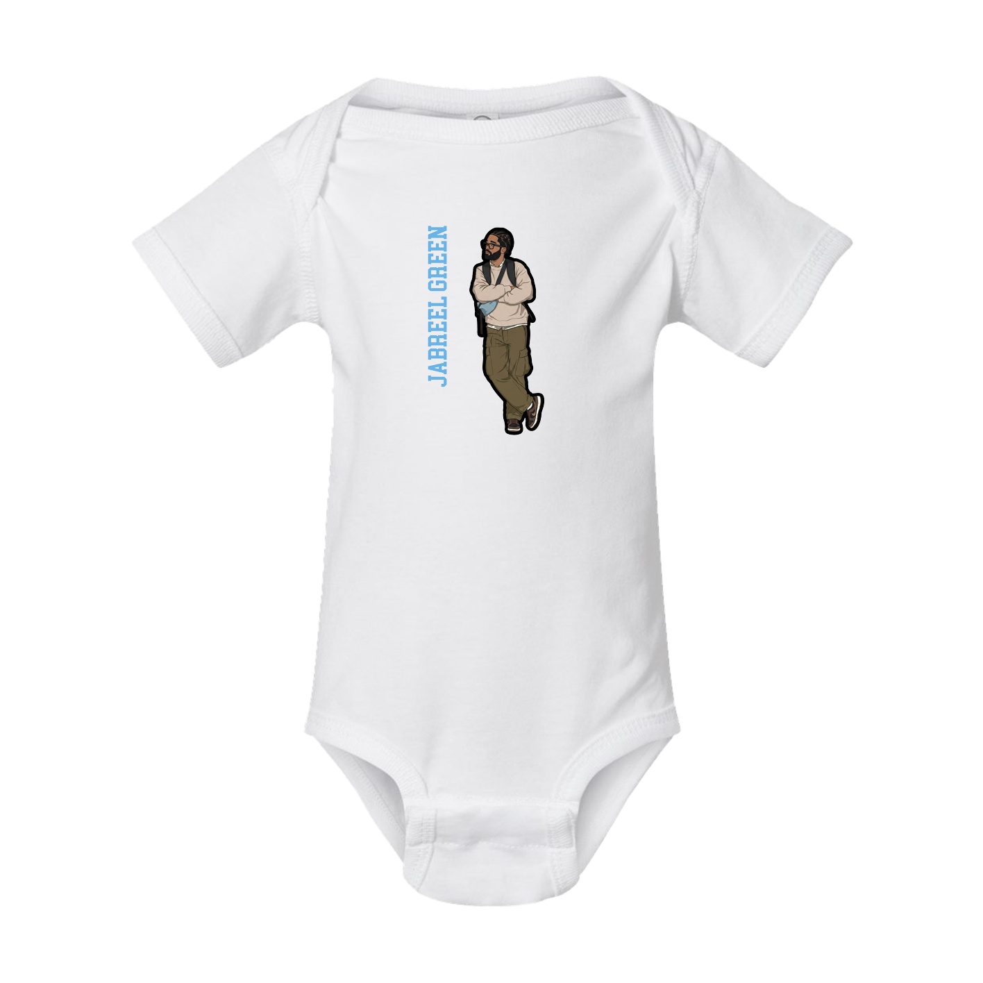 Baby Onesie — Name Vertical in White
