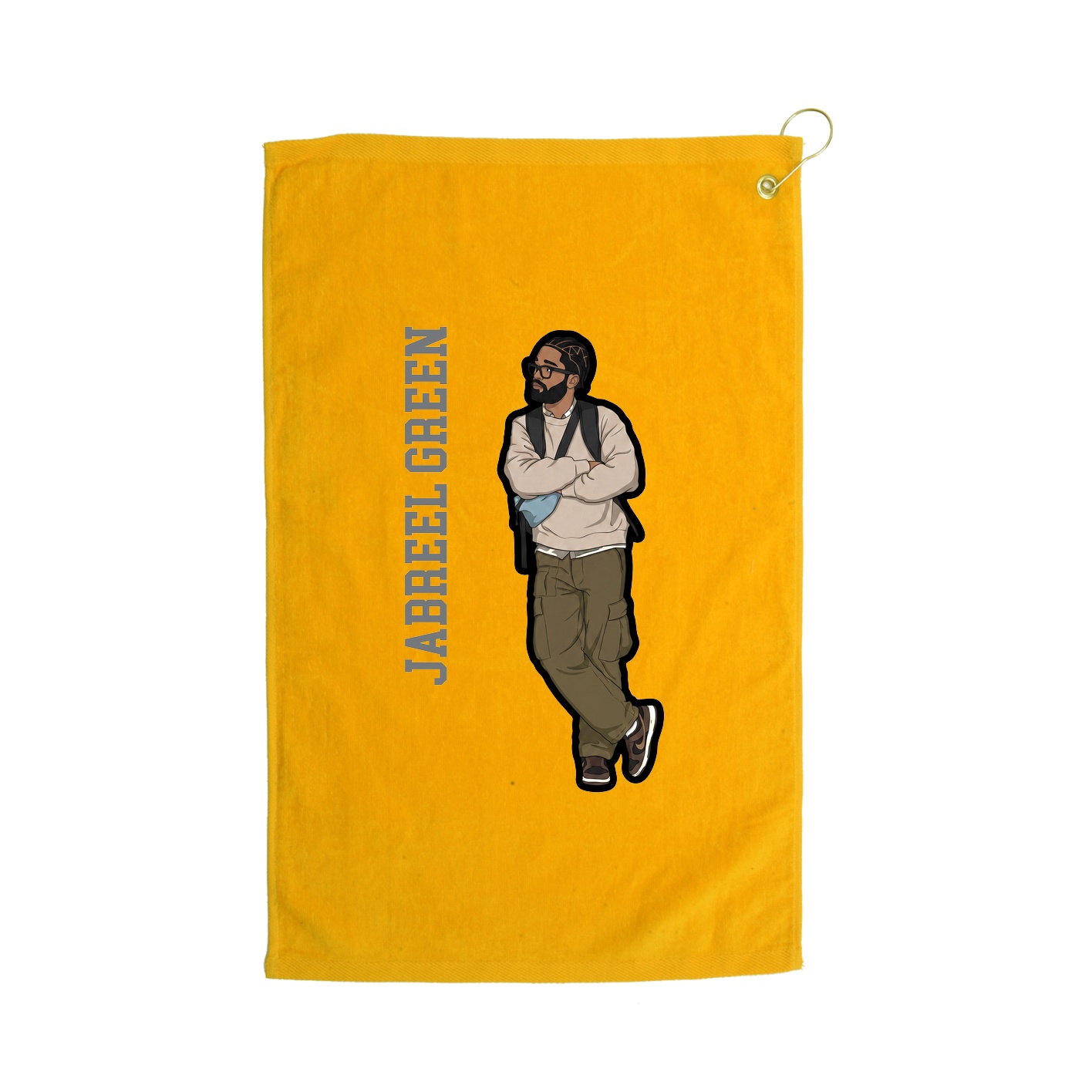 Golf Towel — Name Vertical in Gold
