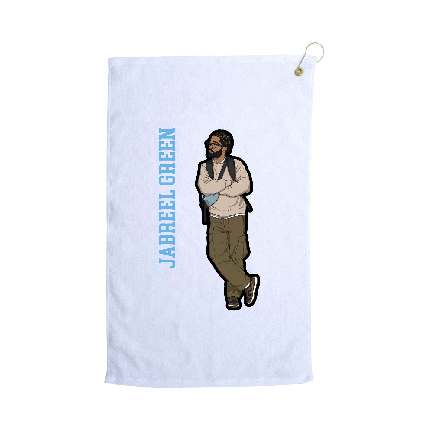 Golf Towel — Name Vertical in White