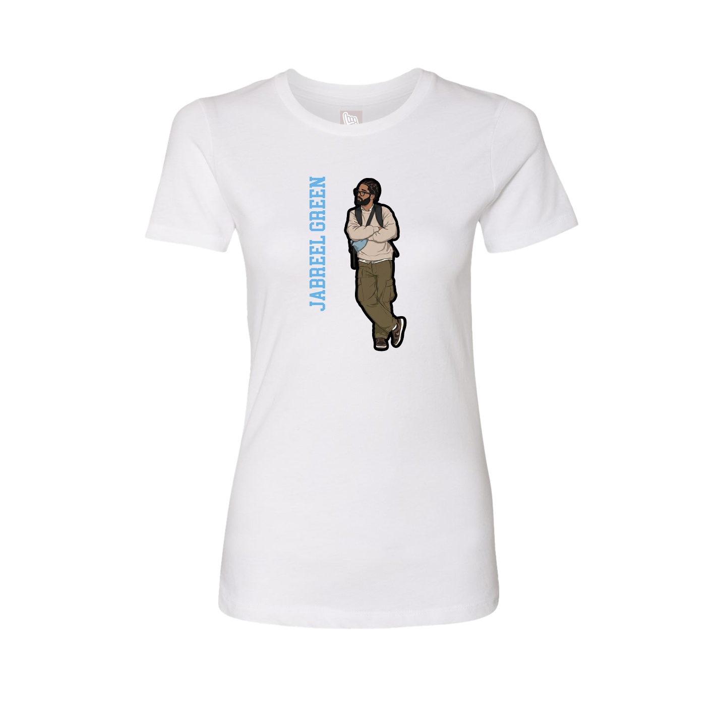 Fitted Women's Tee — Name Vertical in White