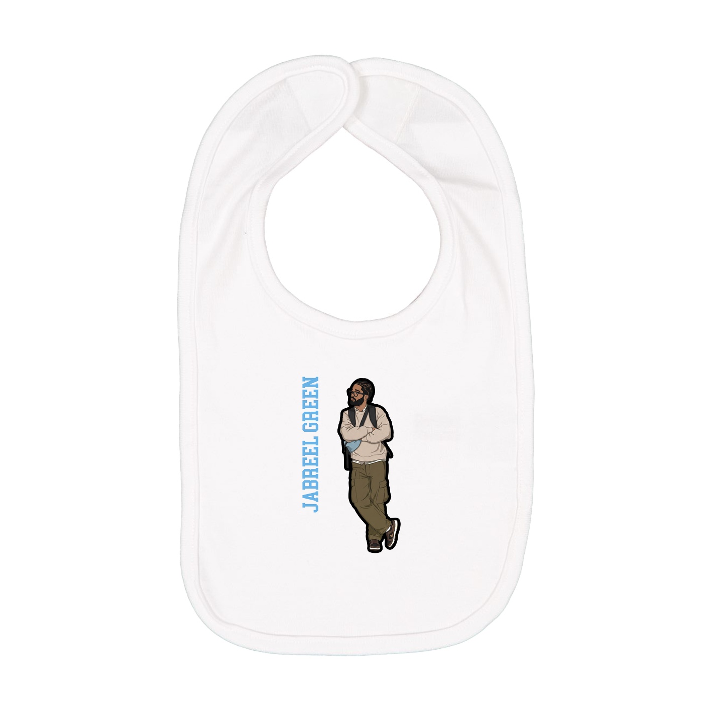 Infant Bib — Name Vertical in White