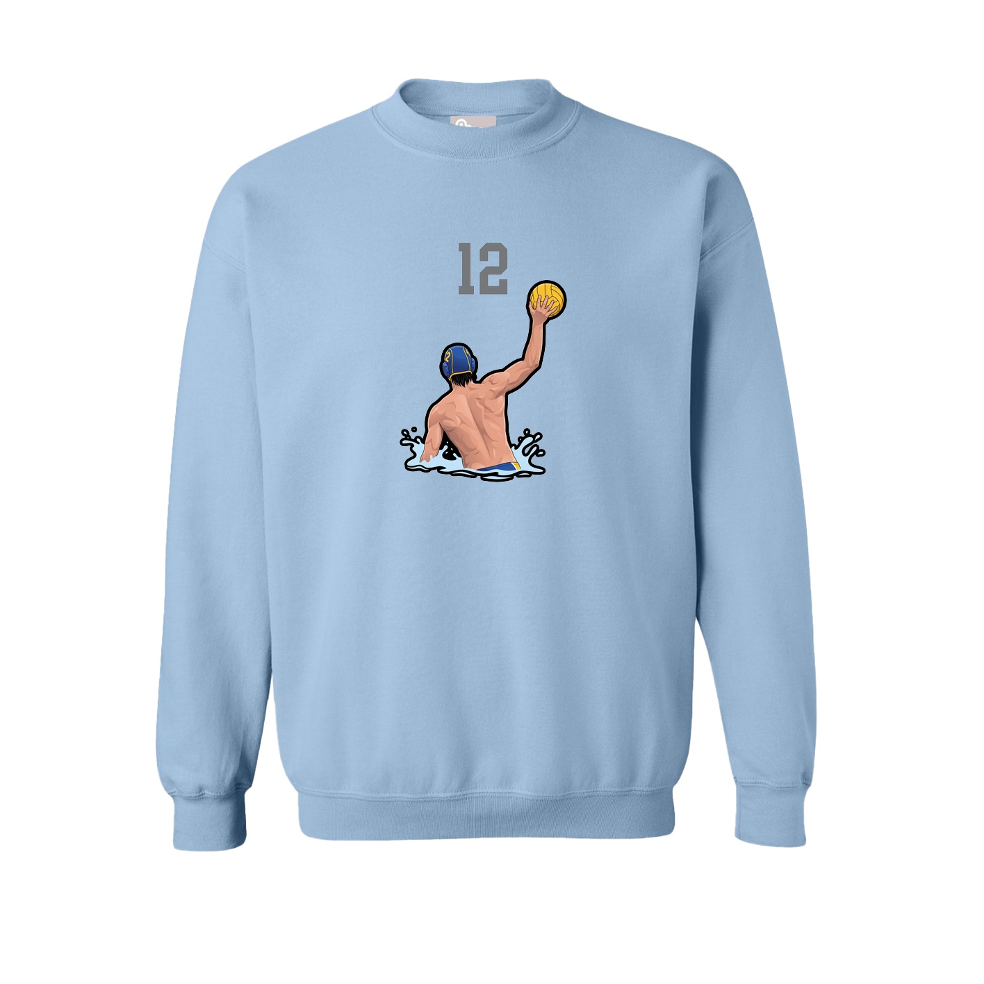 Fleece Crew — Number Top in Light Blue
