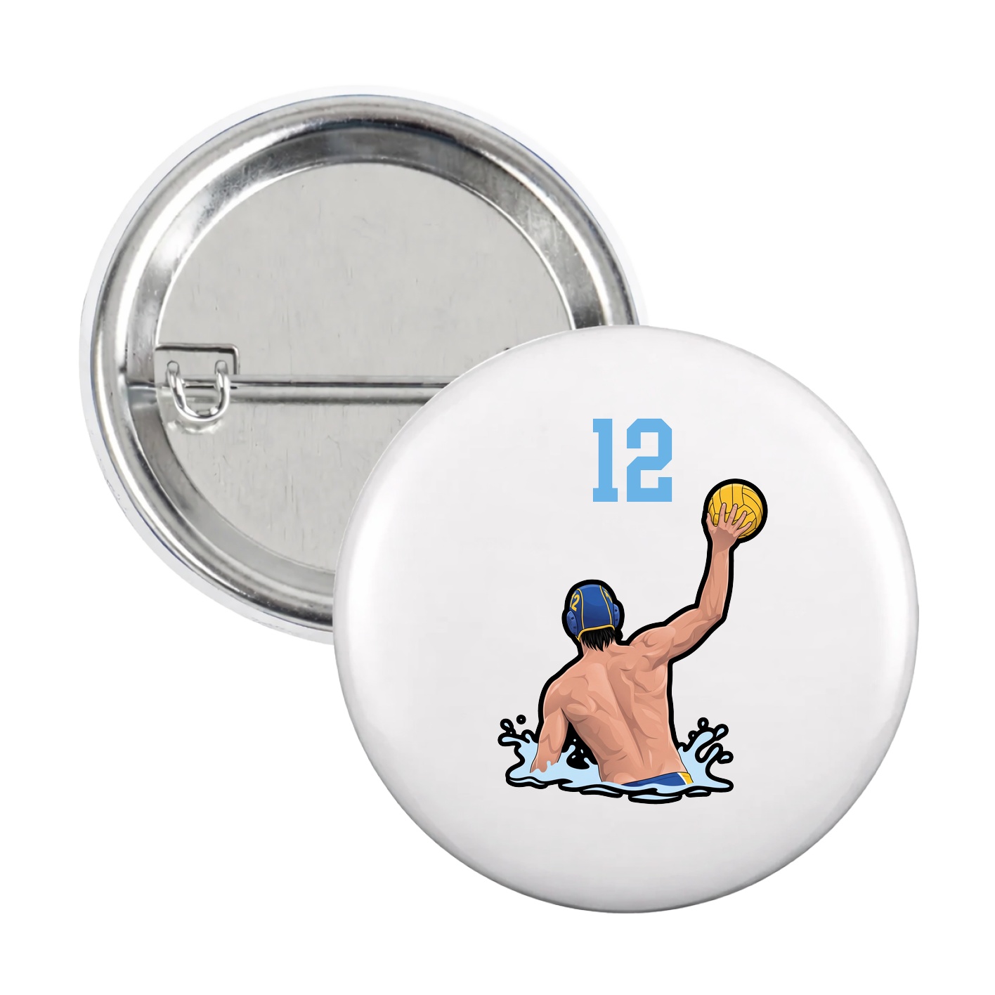 Game Day Button — Number Top in White