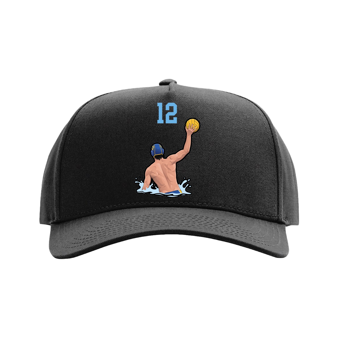 Full Fabric Five-Panel Champ Cap — Number Top in Black
