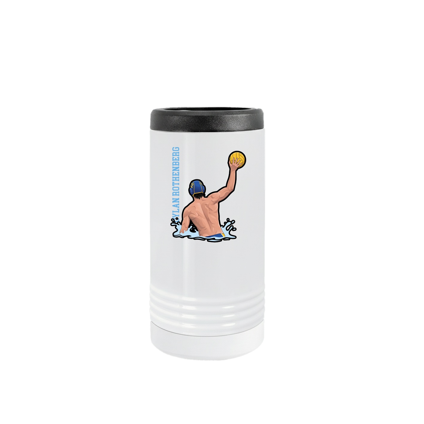 Slim Beverage Holder — Name Vertical in White