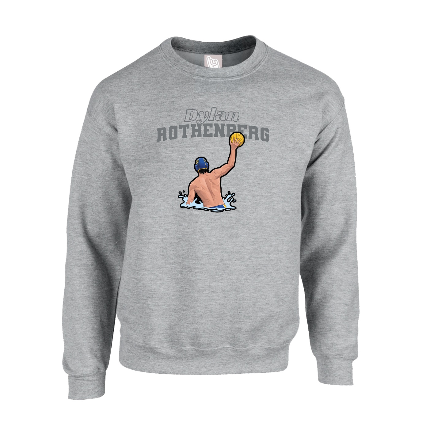 Fleece Crew — Name Arch in Grey