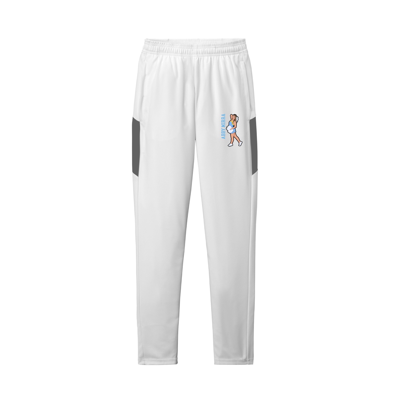 Team Travel Pant — Name Vertical in White/Grey