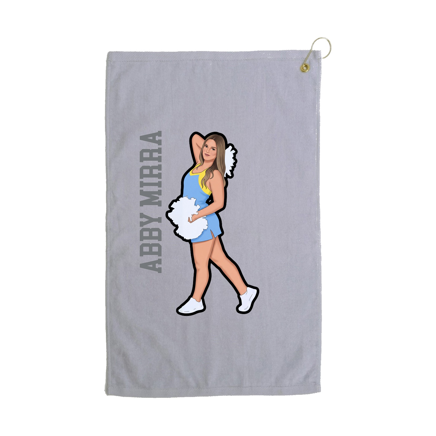 Golf Towel — Name Vertical in Grey