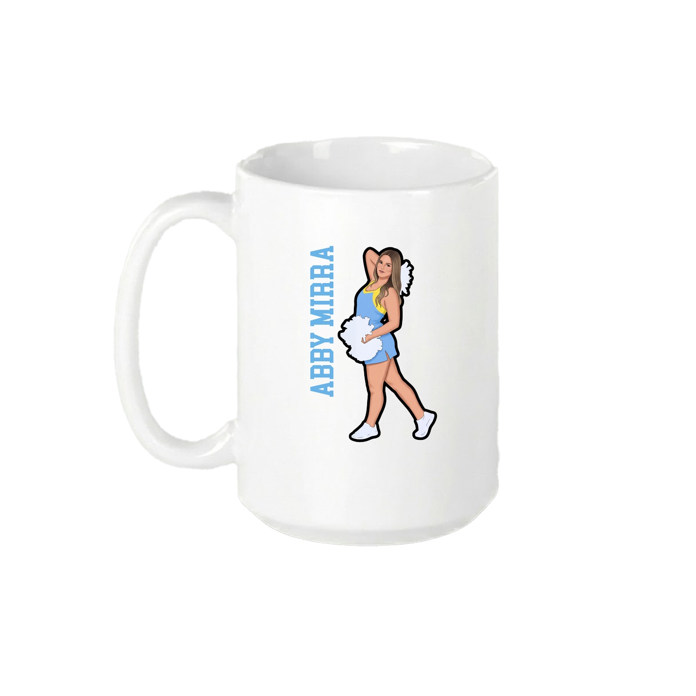 15oz Coffee Mug — Name Vertical in White