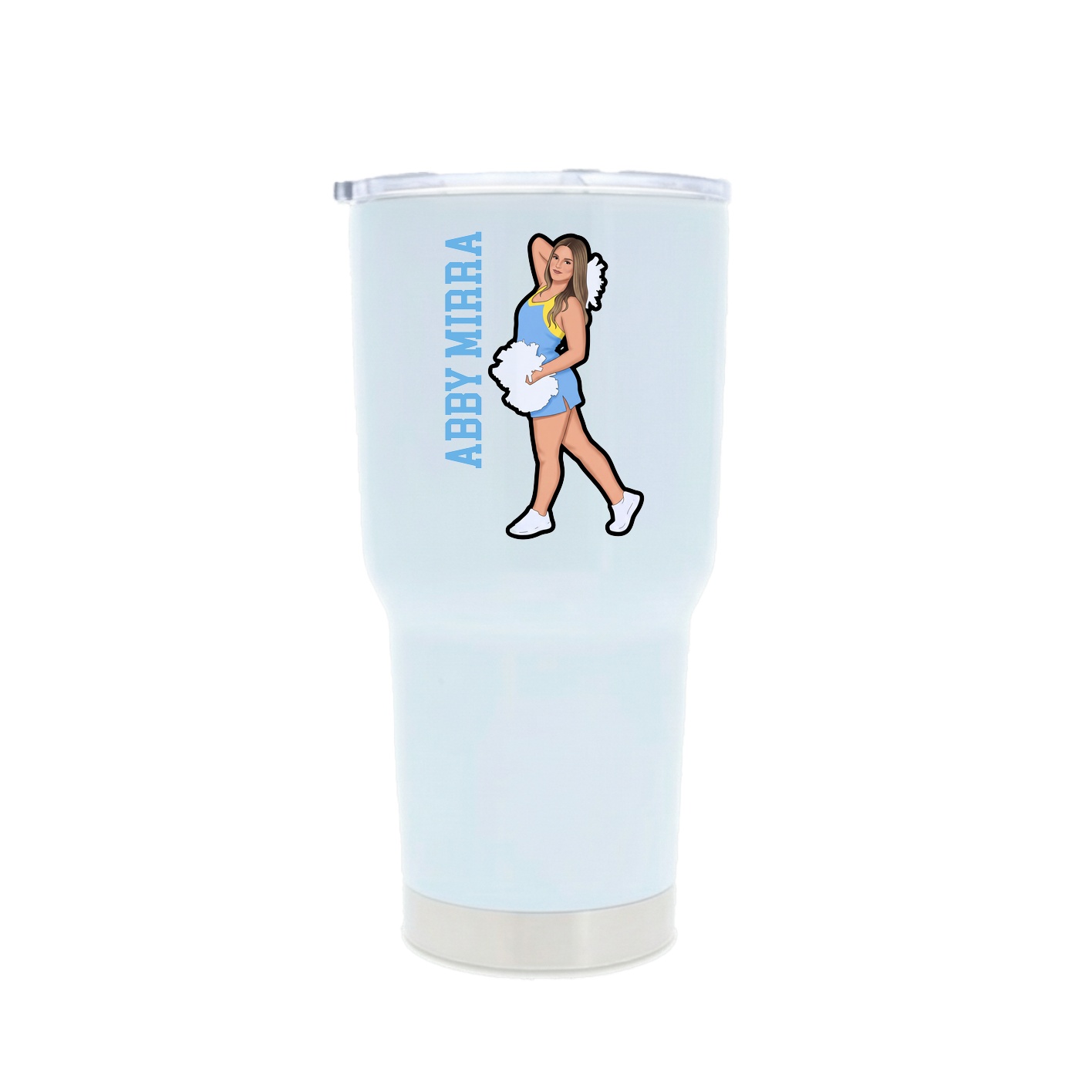 30oz Stainless Steel Tumbler — Name Vertical in White