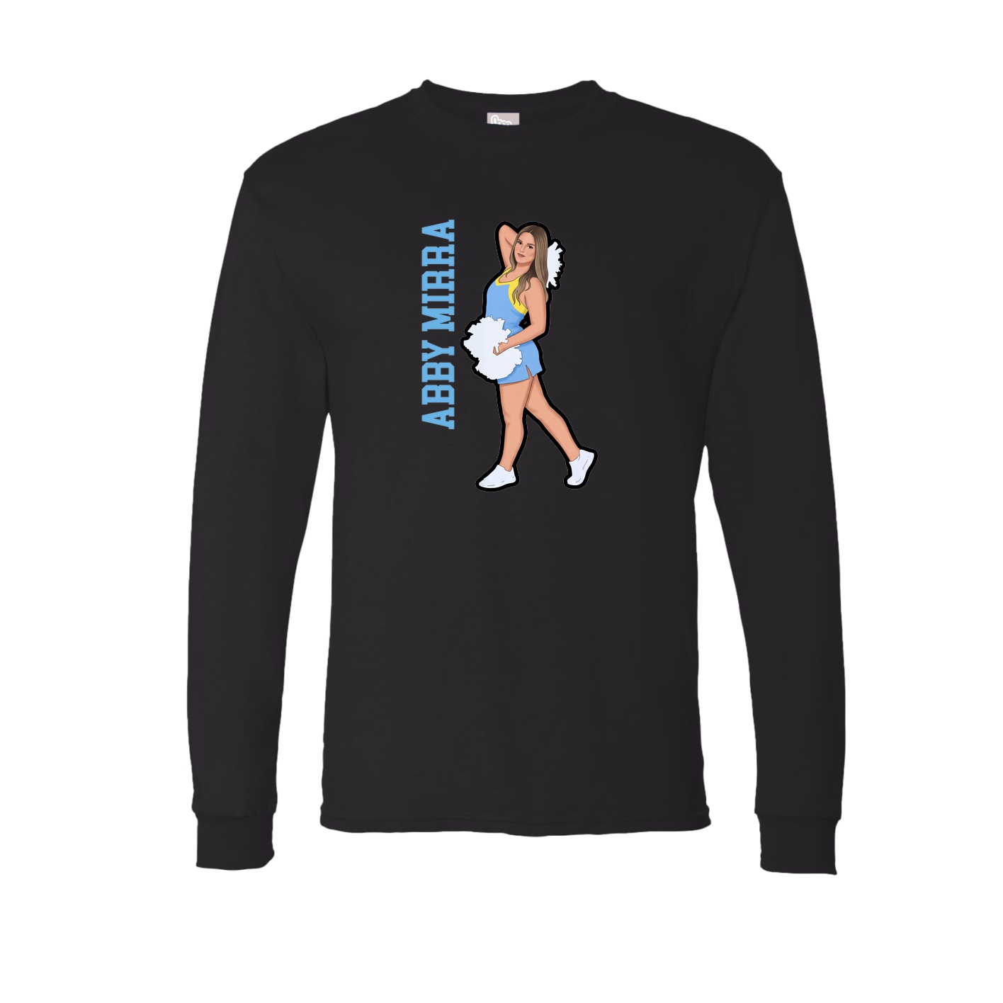 Long Sleeve Tee — Name Vertical in Black