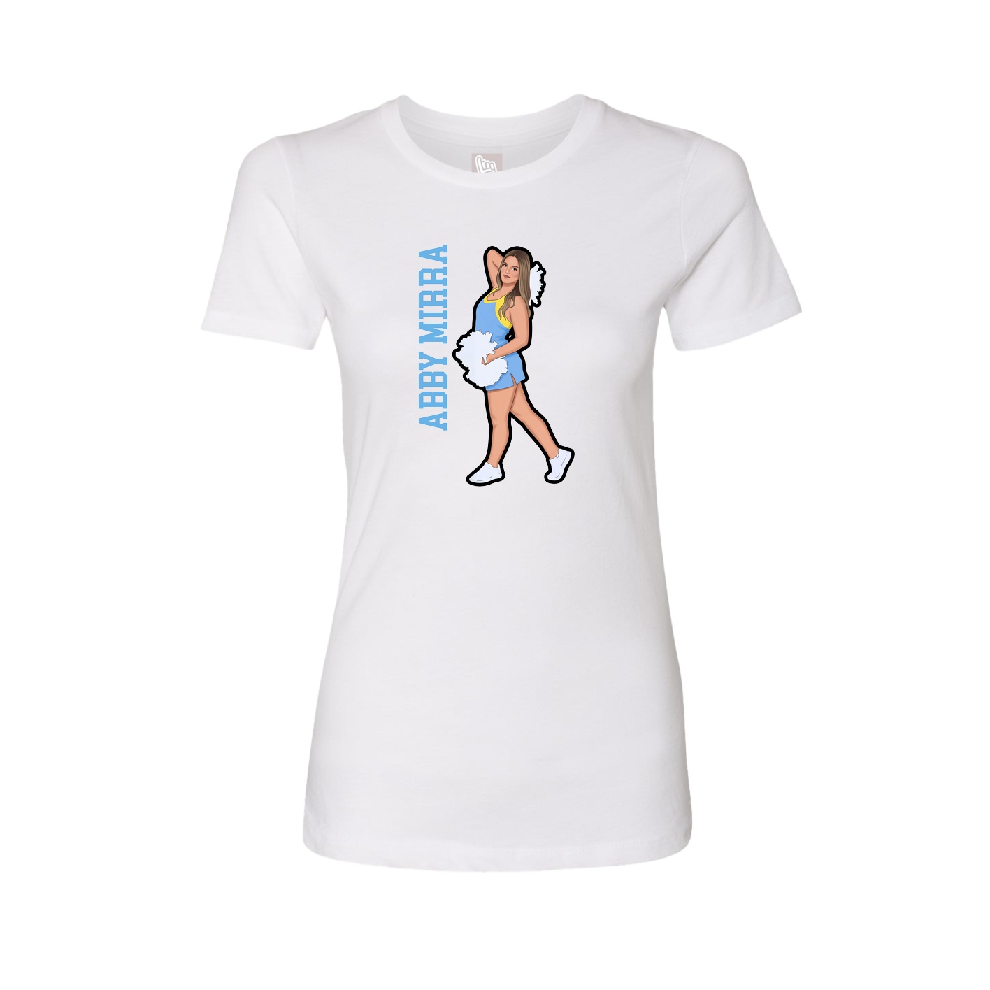 Fitted Women's Tee — Name Vertical in White