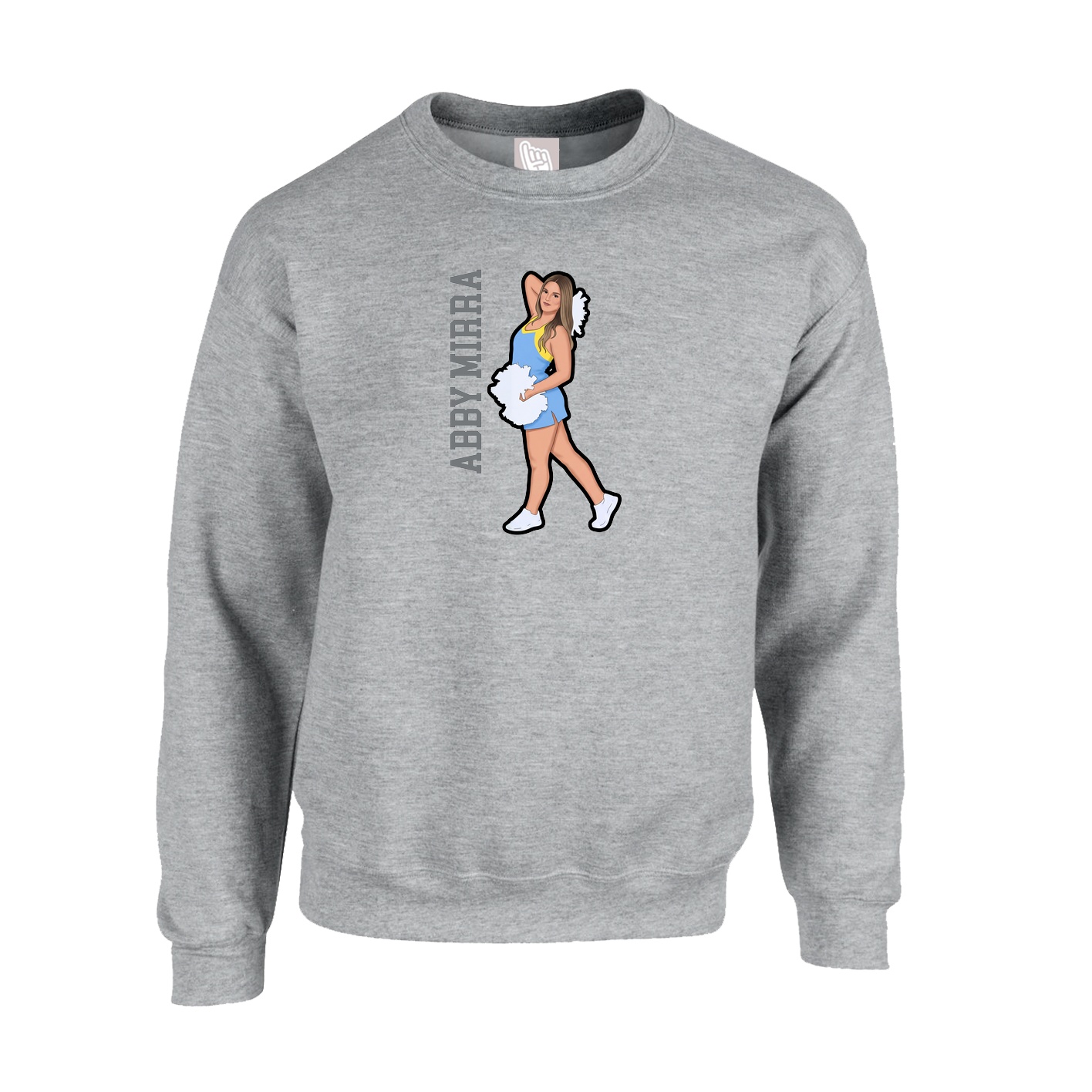 Fleece Crew — Name Vertical in Grey