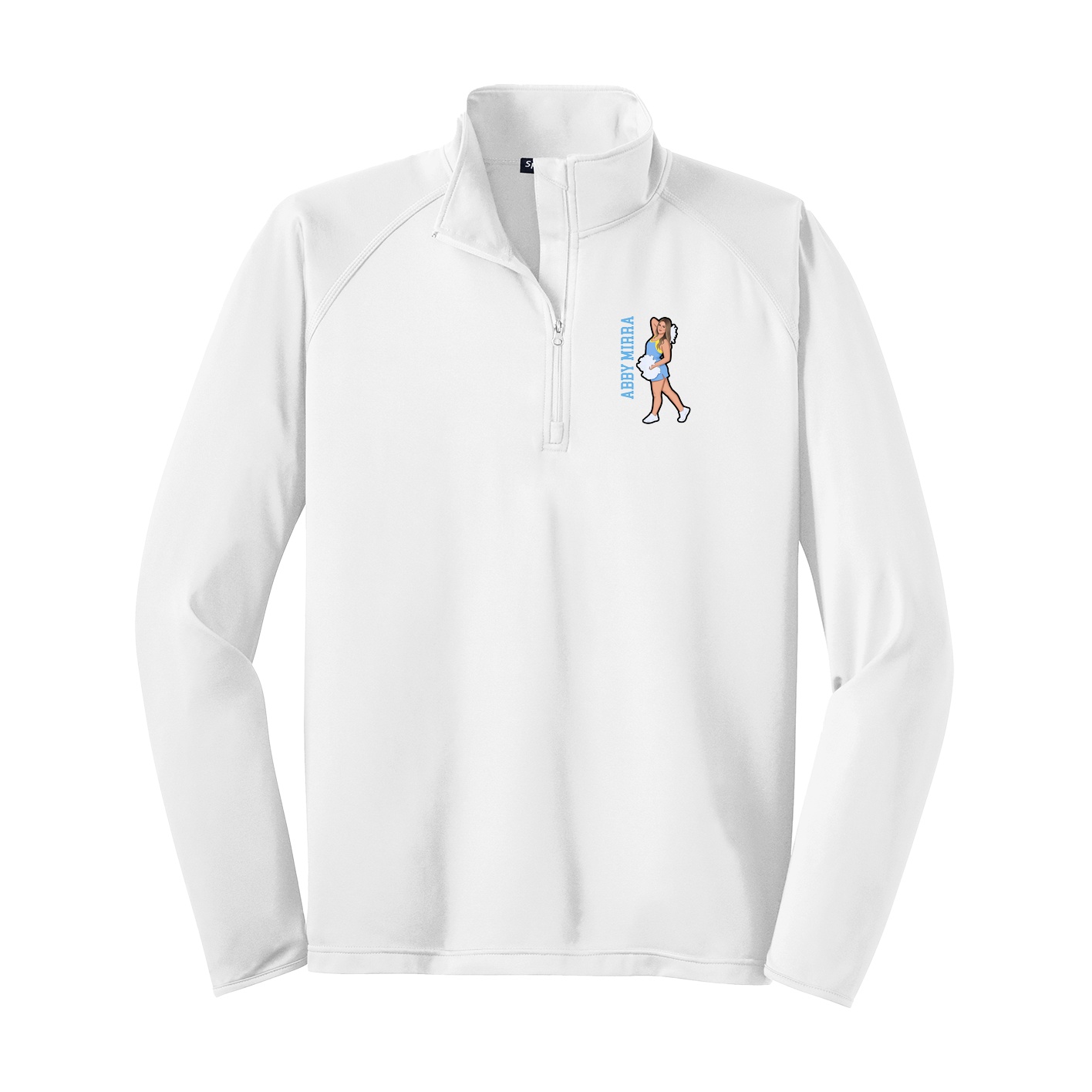 Q-Zip Pullover — Name Vertical in White