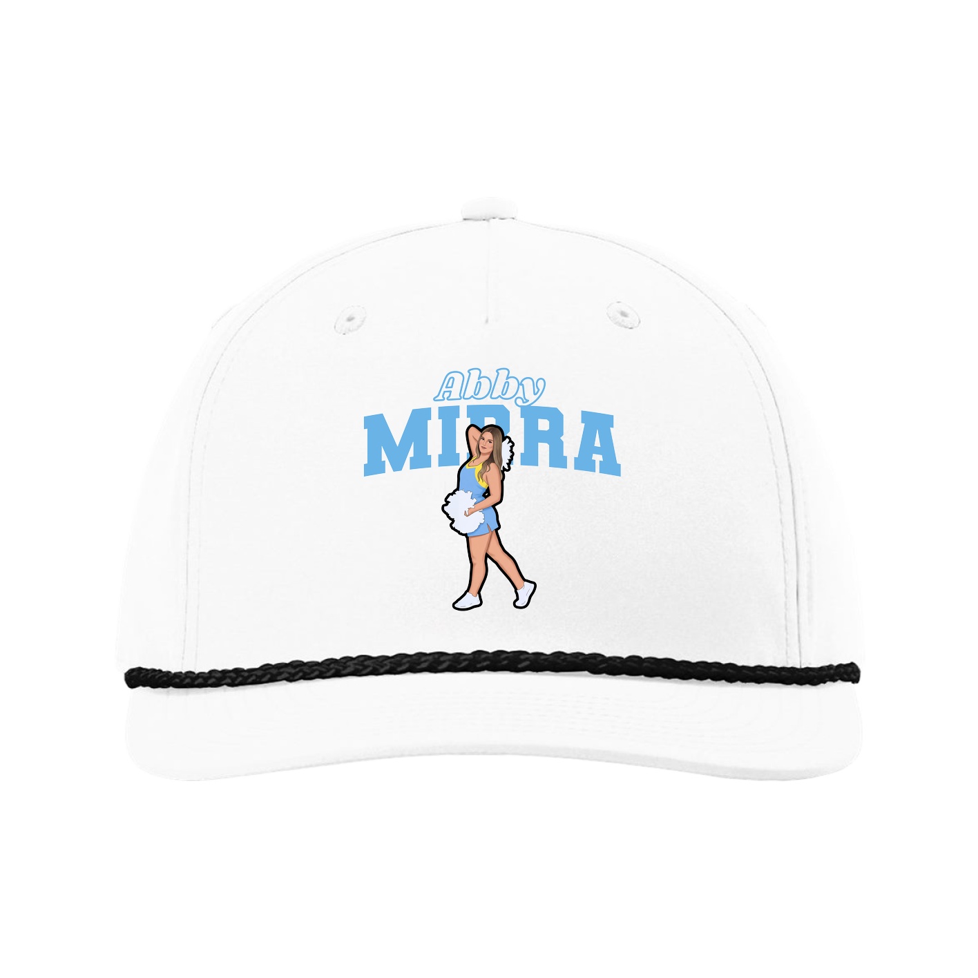 Five-Panel Classic Rope Cap — Name Arch in White