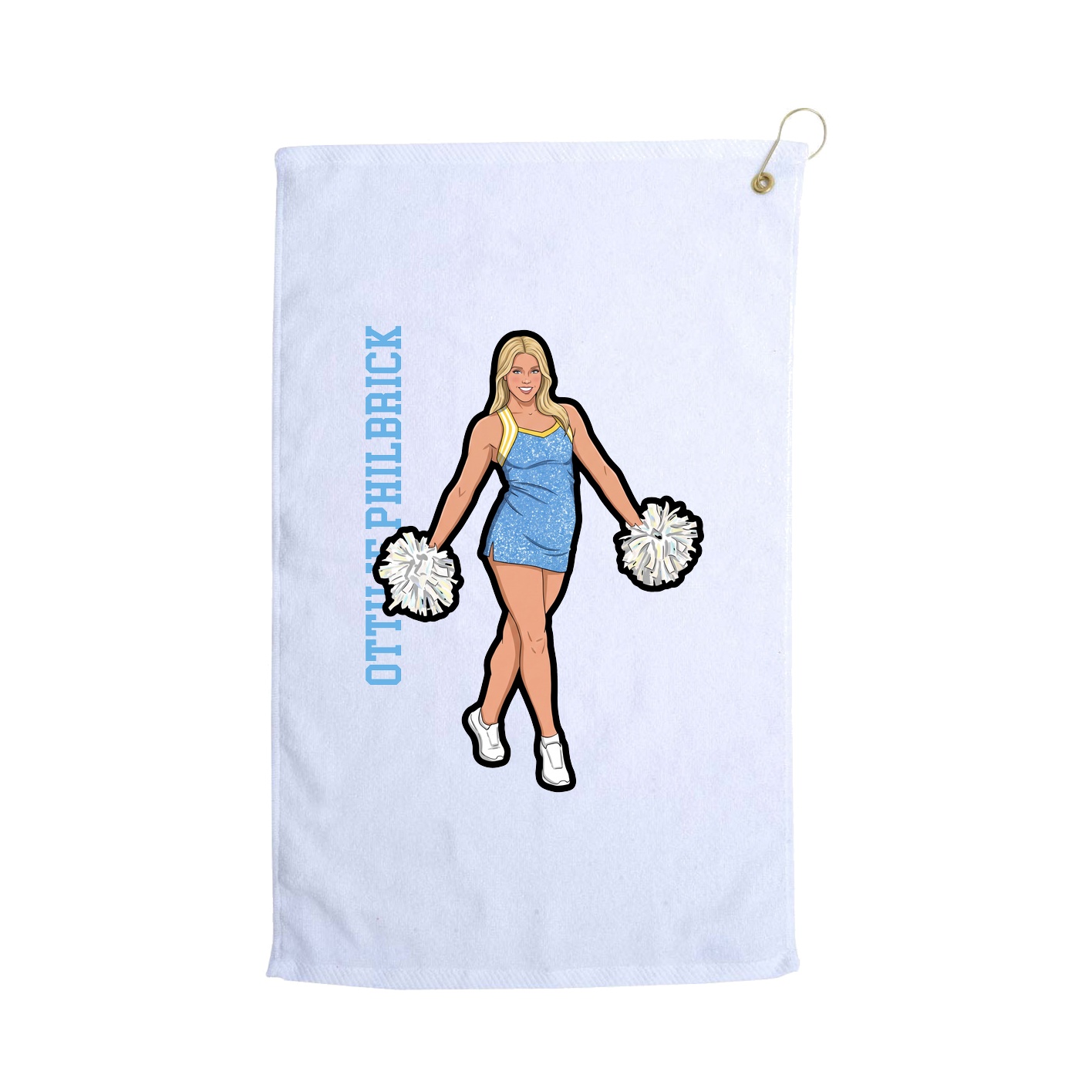 Golf Towel — Name Vertical in White