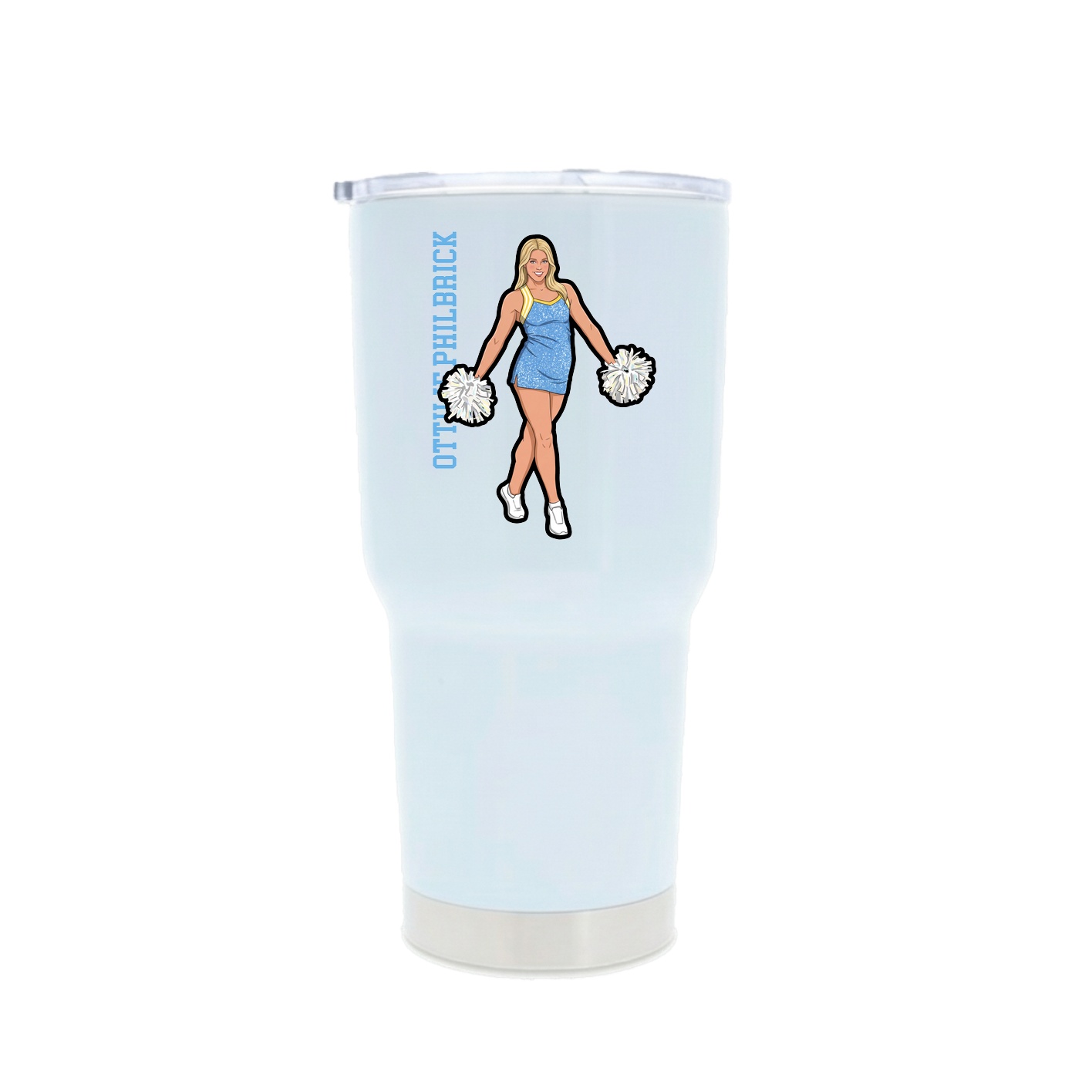 30oz Stainless Steel Tumbler — Name Vertical in White