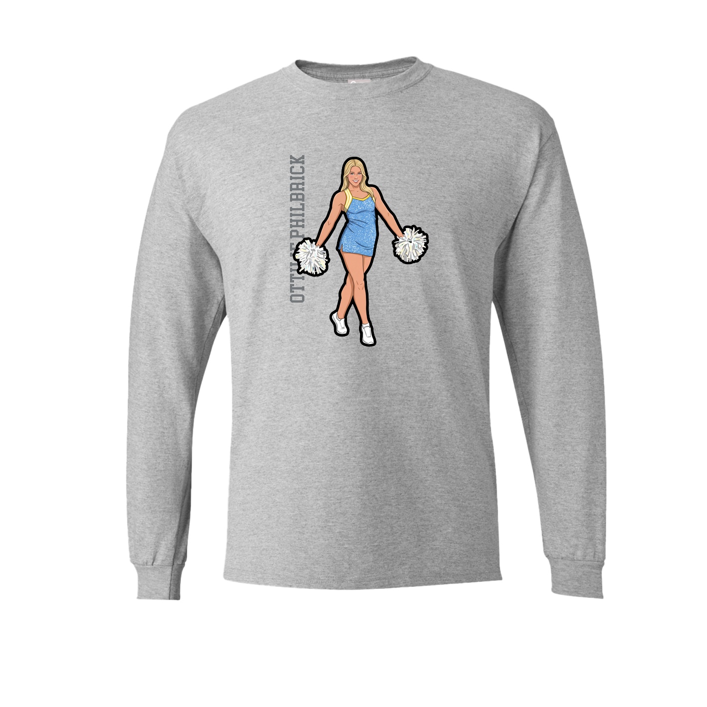 Long Sleeve Tee — Name Vertical in Grey