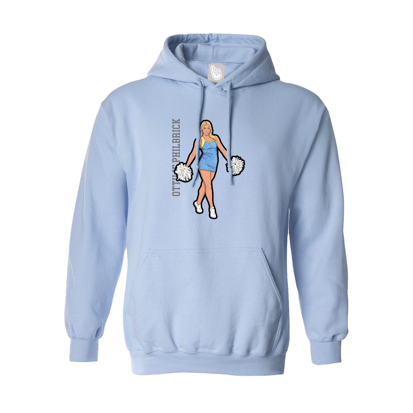 Hoodie — Name Vertical in Light Blue