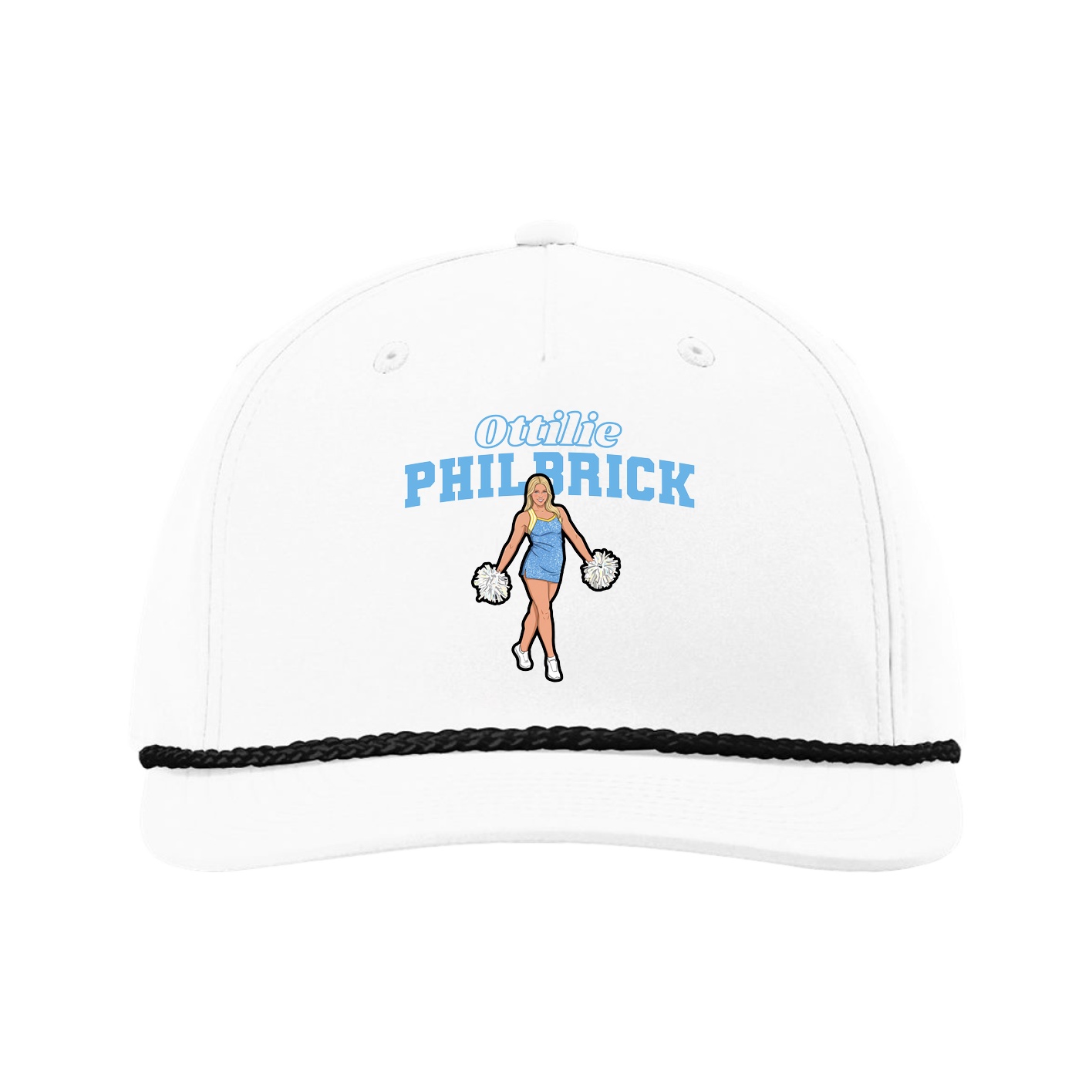 Five-Panel Classic Rope Cap — Name Arch in White