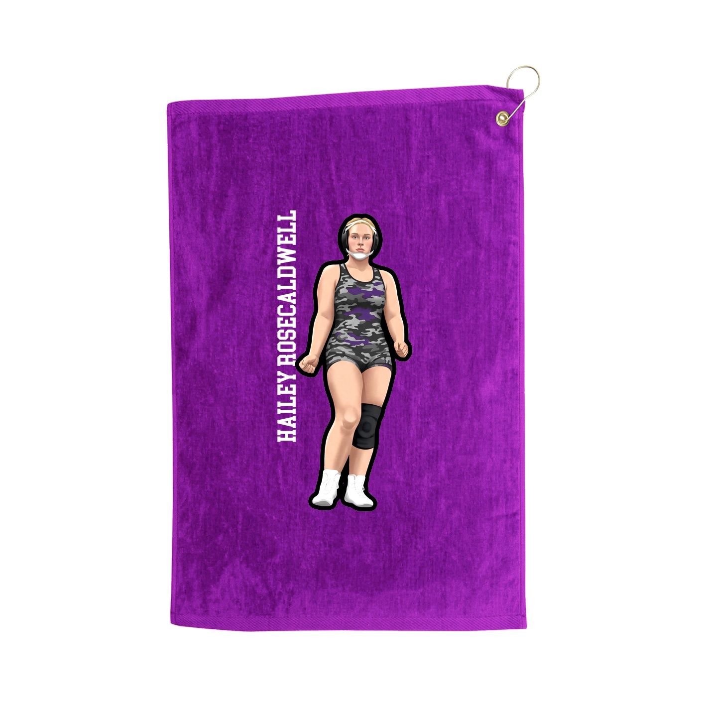 Golf Towel — Name Vertical in Purple