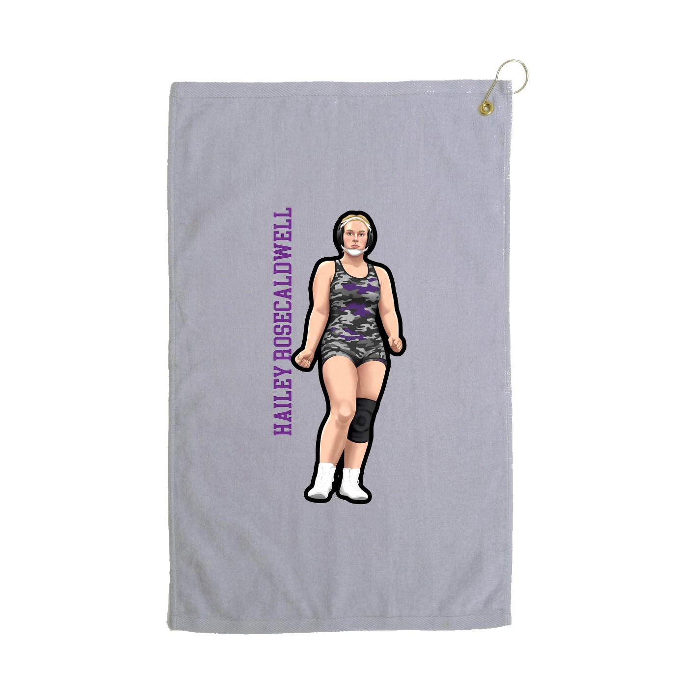 Golf Towel — Name Vertical in Grey