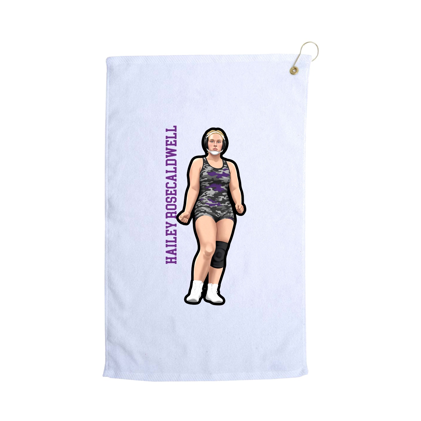 Golf Towel — Name Vertical in White