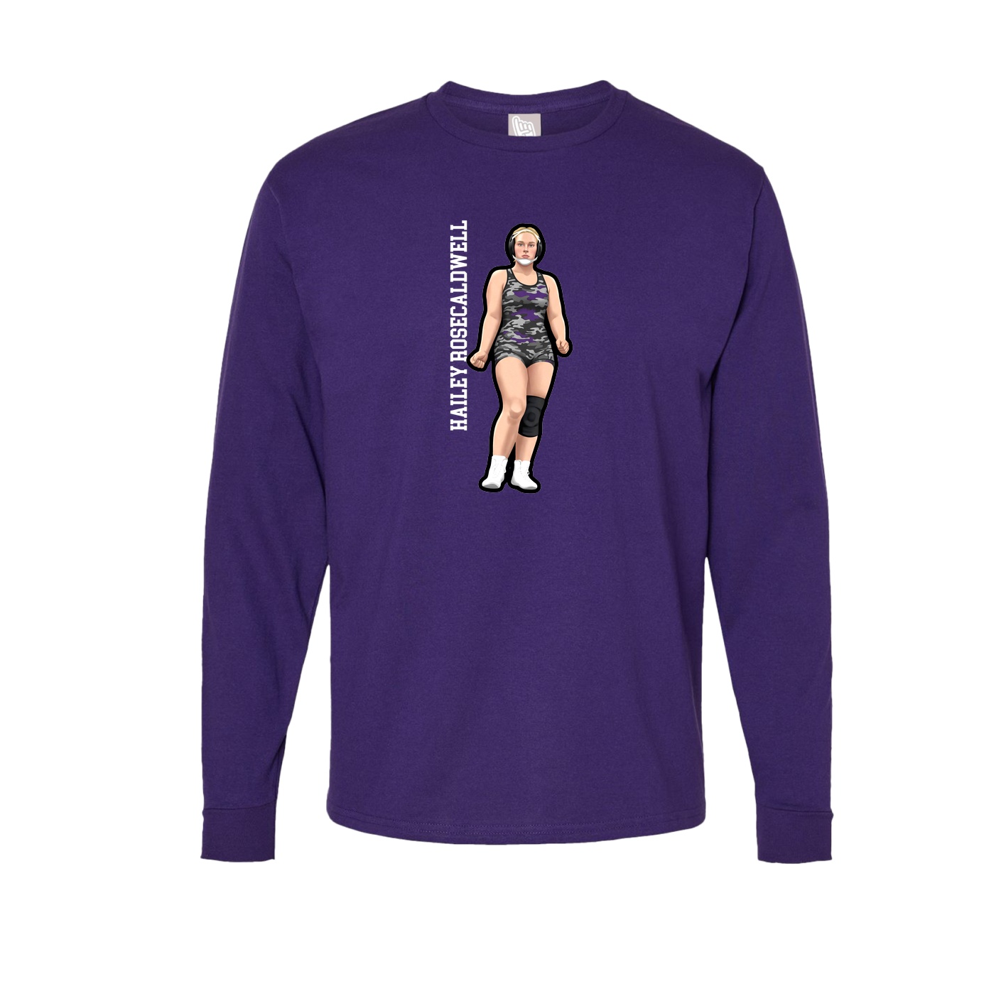 Long Sleeve Tee — Name Vertical in Purple
