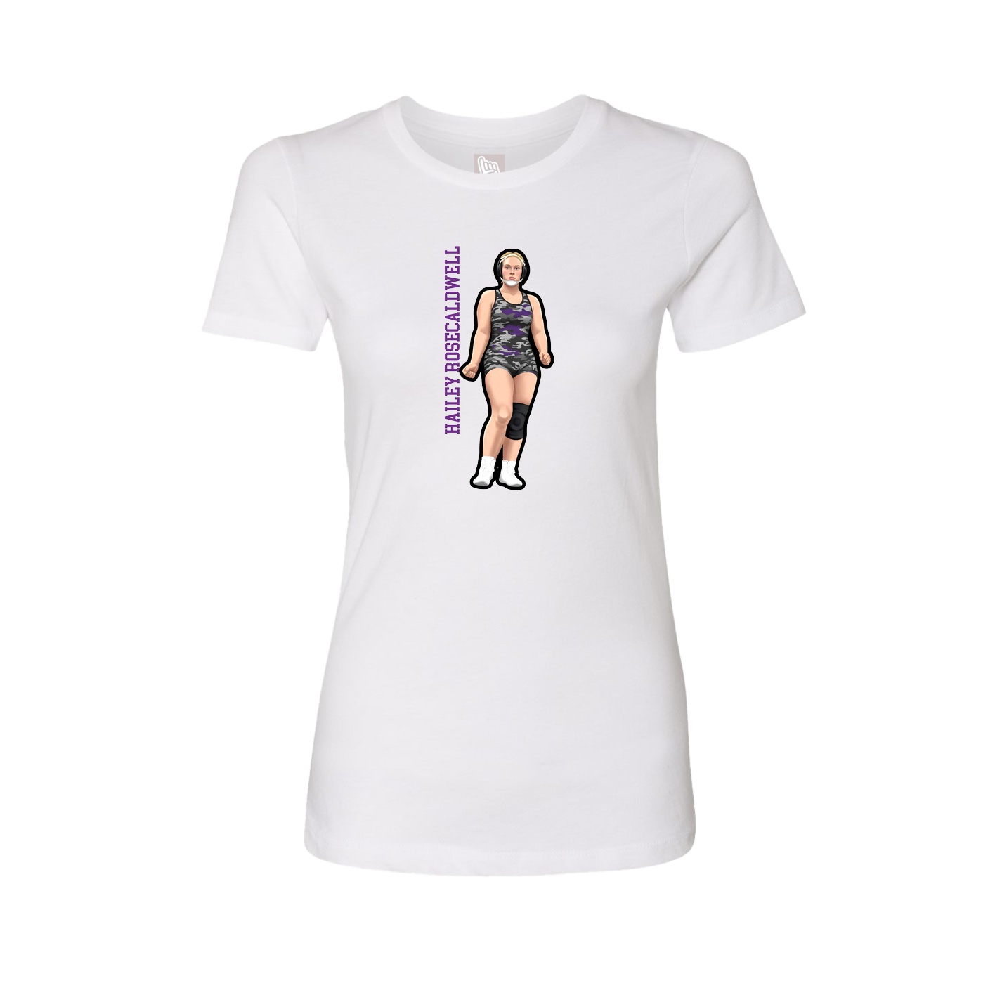 Womens Tee — Name Vertical in White