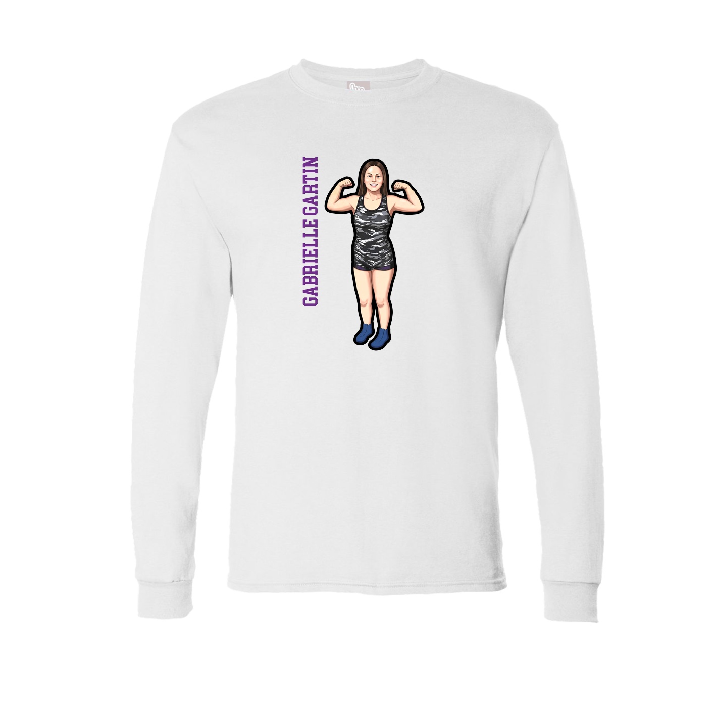Long Sleeve Tee — Name Vertical in White