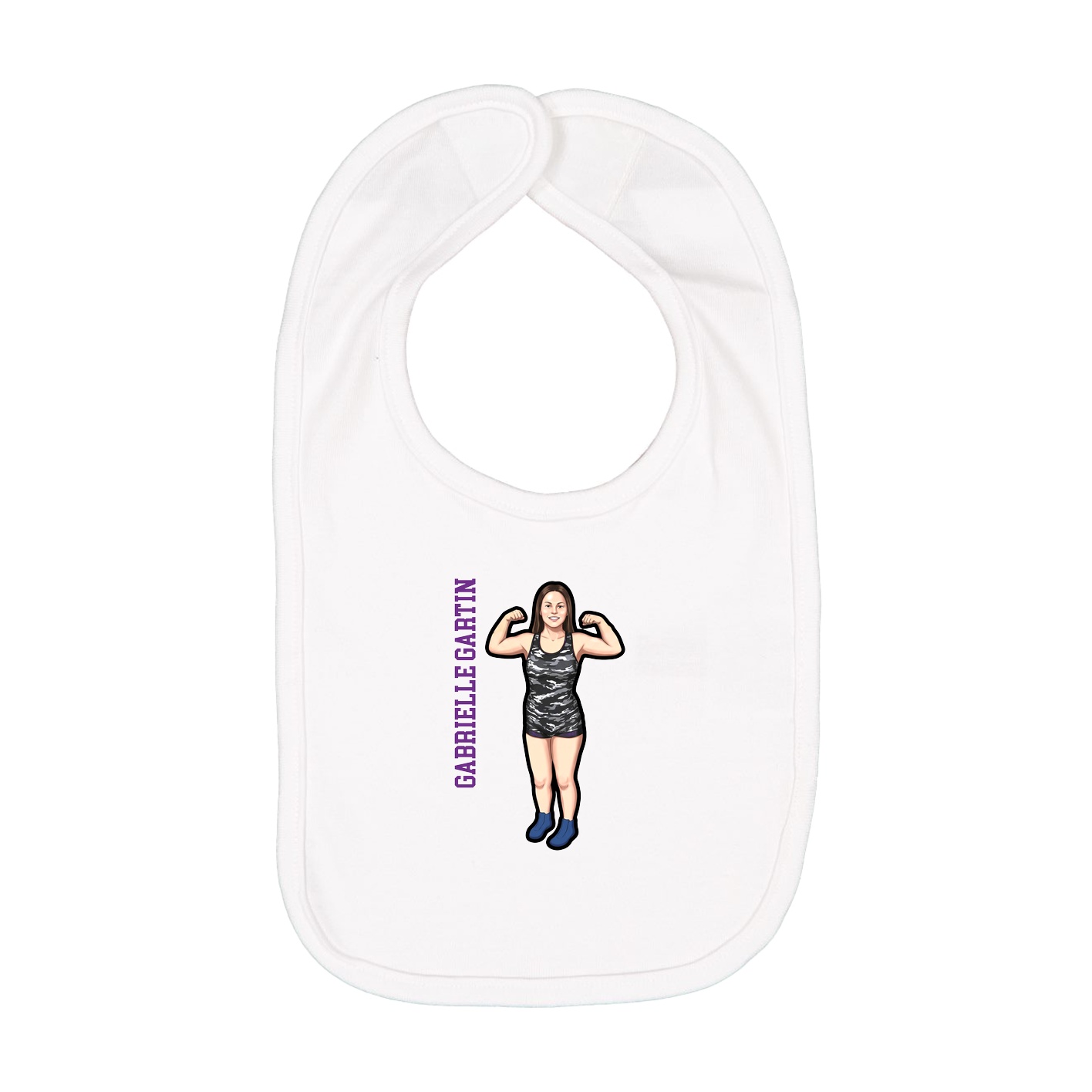 Infant Bib — Name Vertical in White