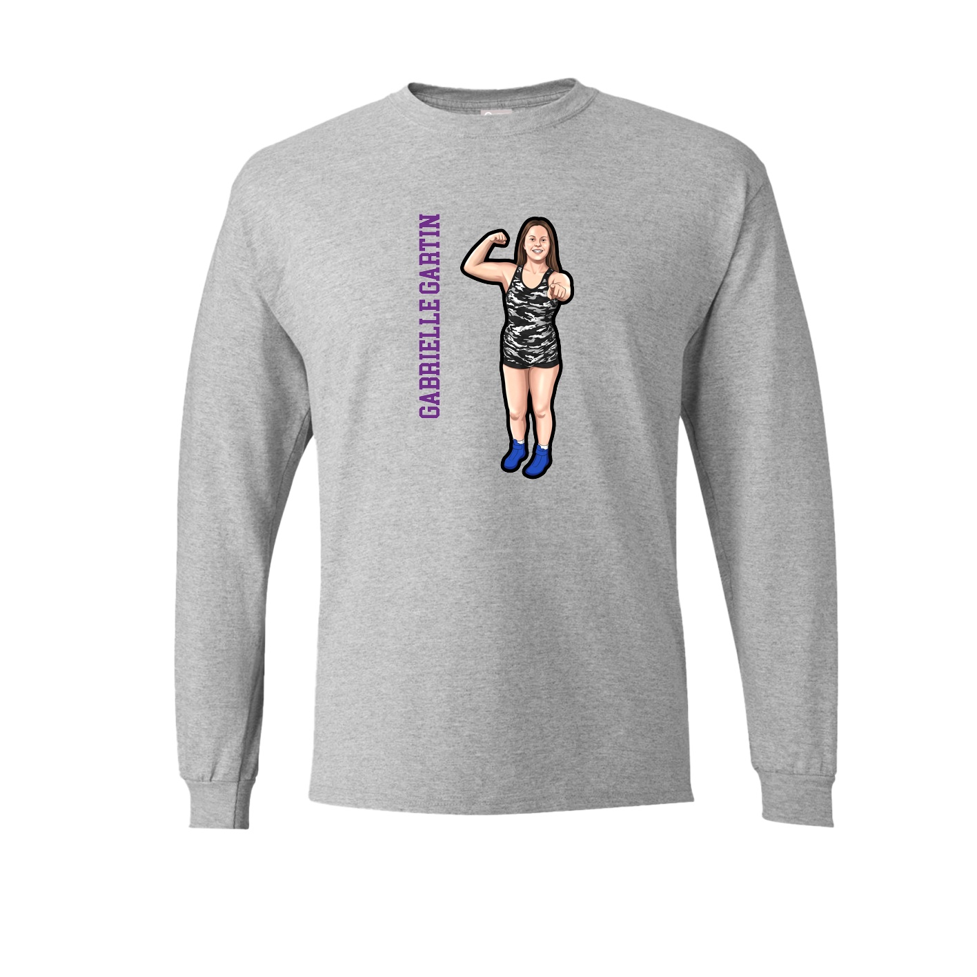 Long Sleeve Tee — Name Vertical in Grey