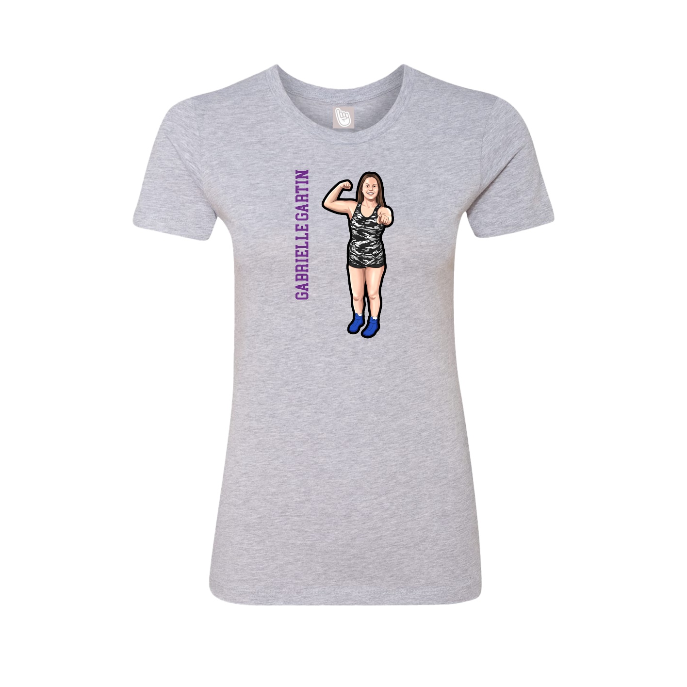 Fitted Women's Tee — Name Vertical in Grey