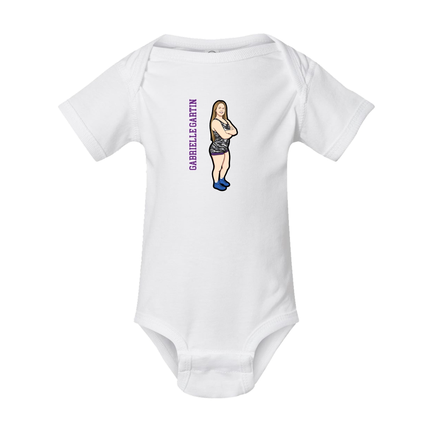 Baby Onesie — Name Vertical in White