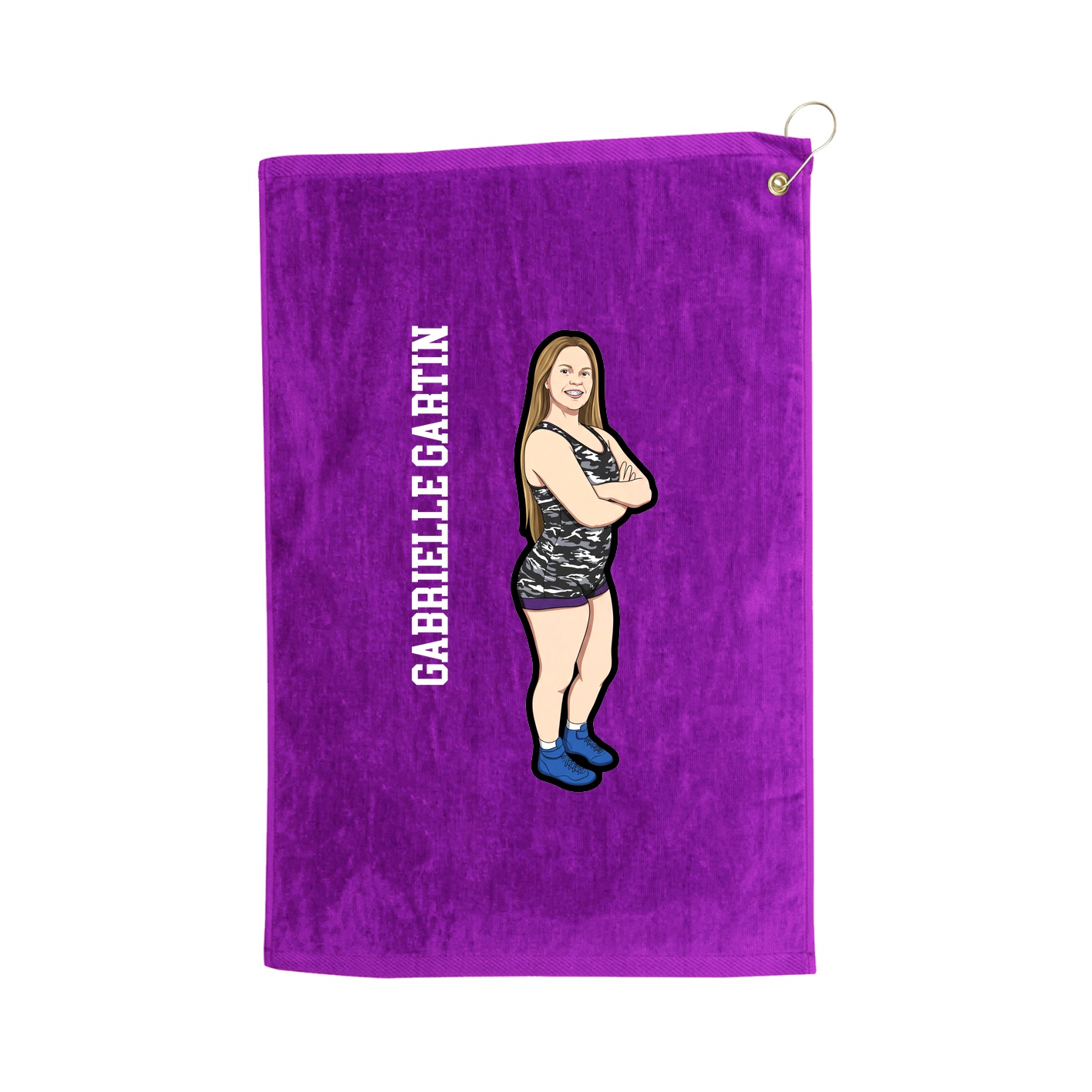 Golf Towel — Name Vertical in Purple
