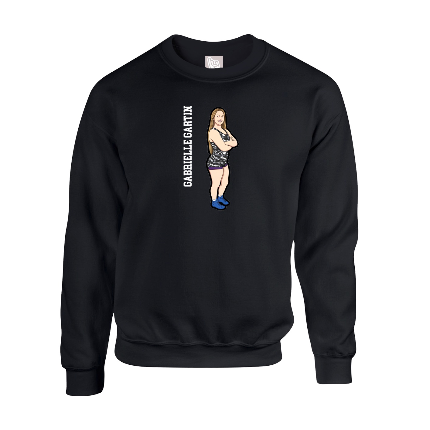 Fleece Crew — Name Vertical in Black