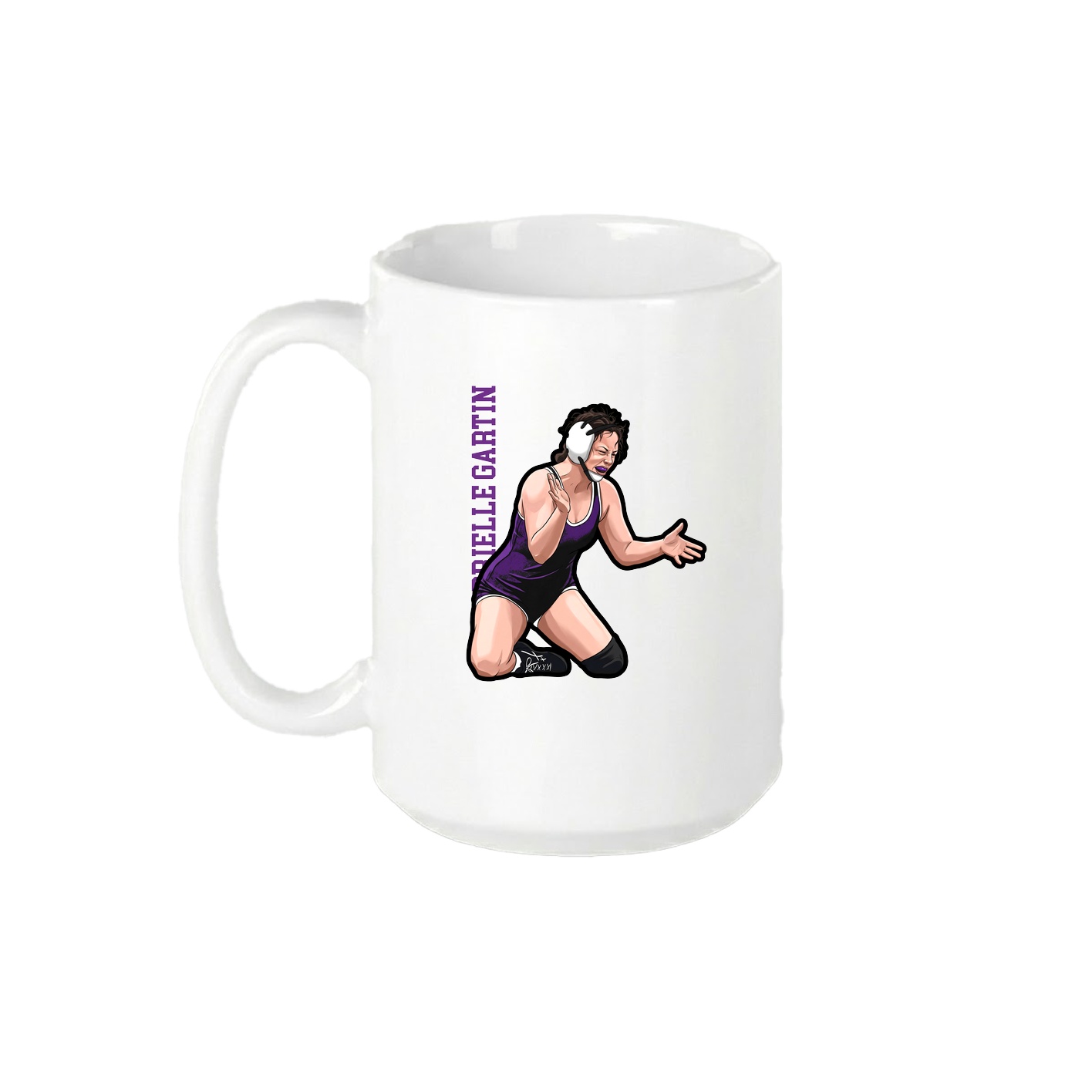 15oz Coffee Mug — Name Vertical in White