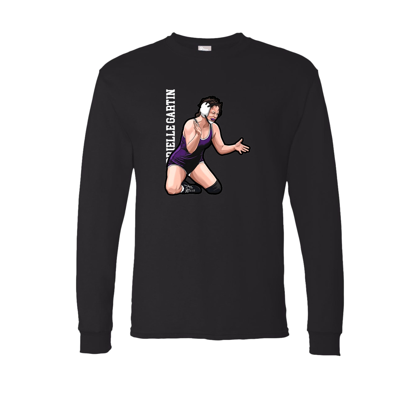 Long Sleeve Tee — Name Vertical in Black