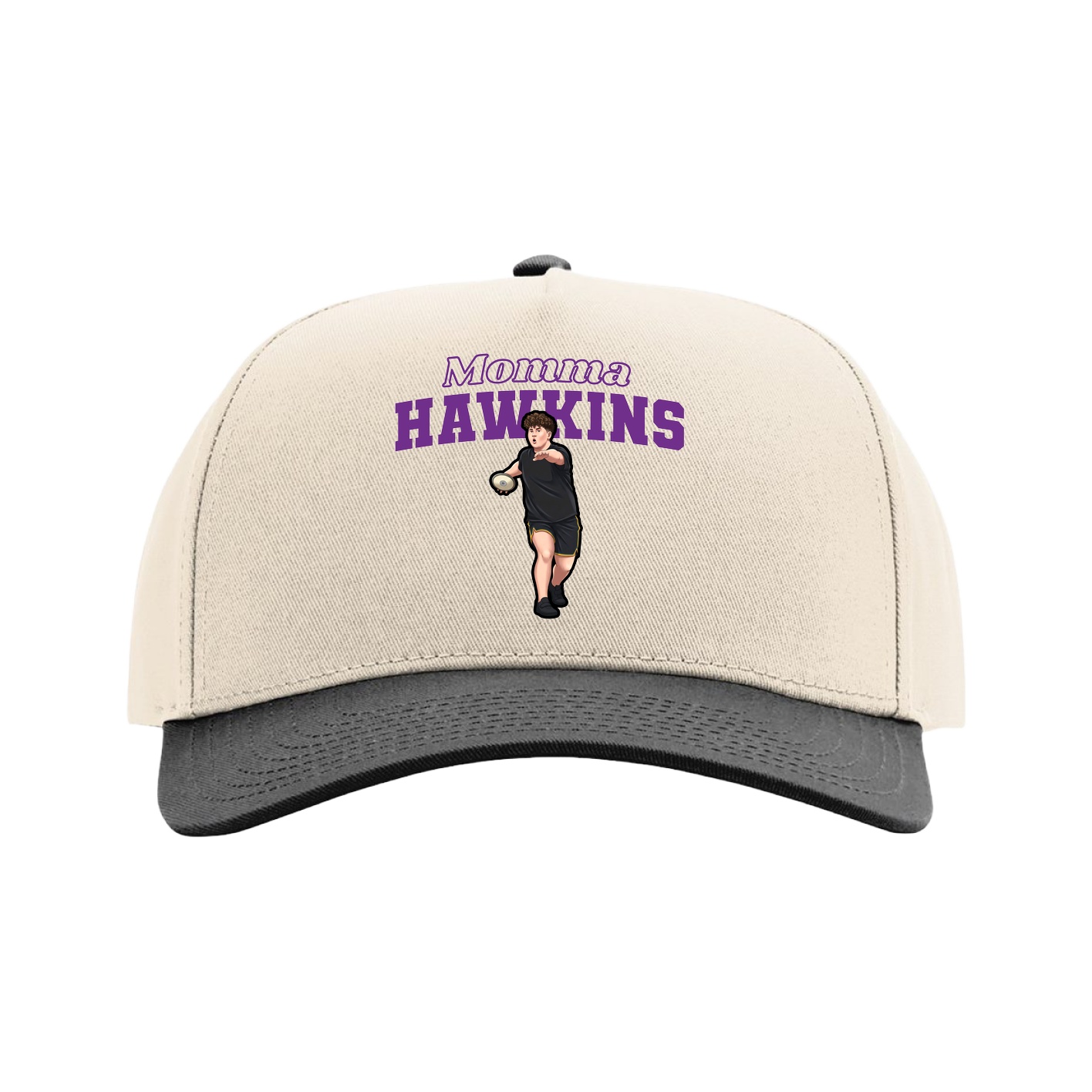 Full Fabric Five-Panel Champ Cap — Mothers Day Block in Cream/Black