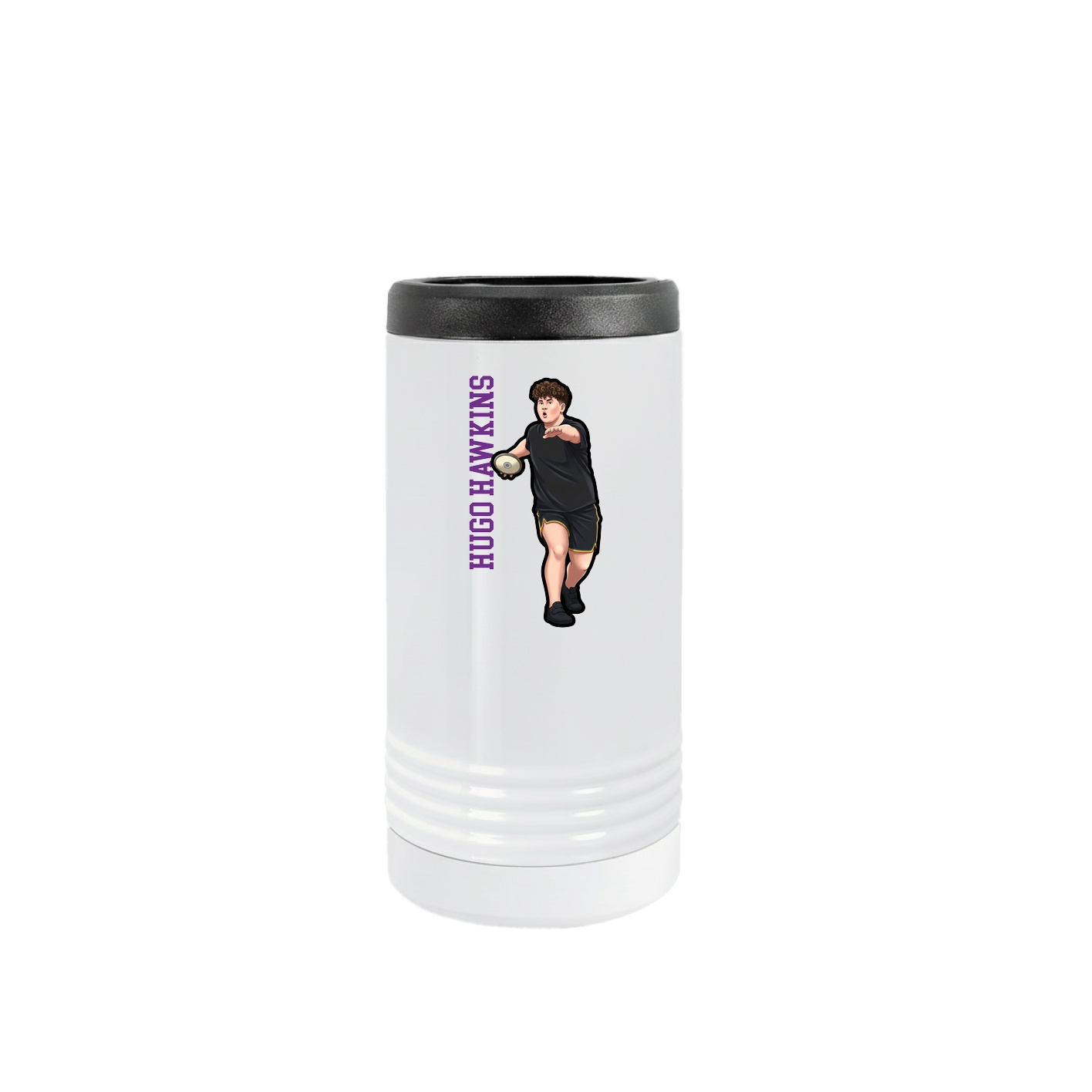 Slim Beverage Holder — Name Vertical in White